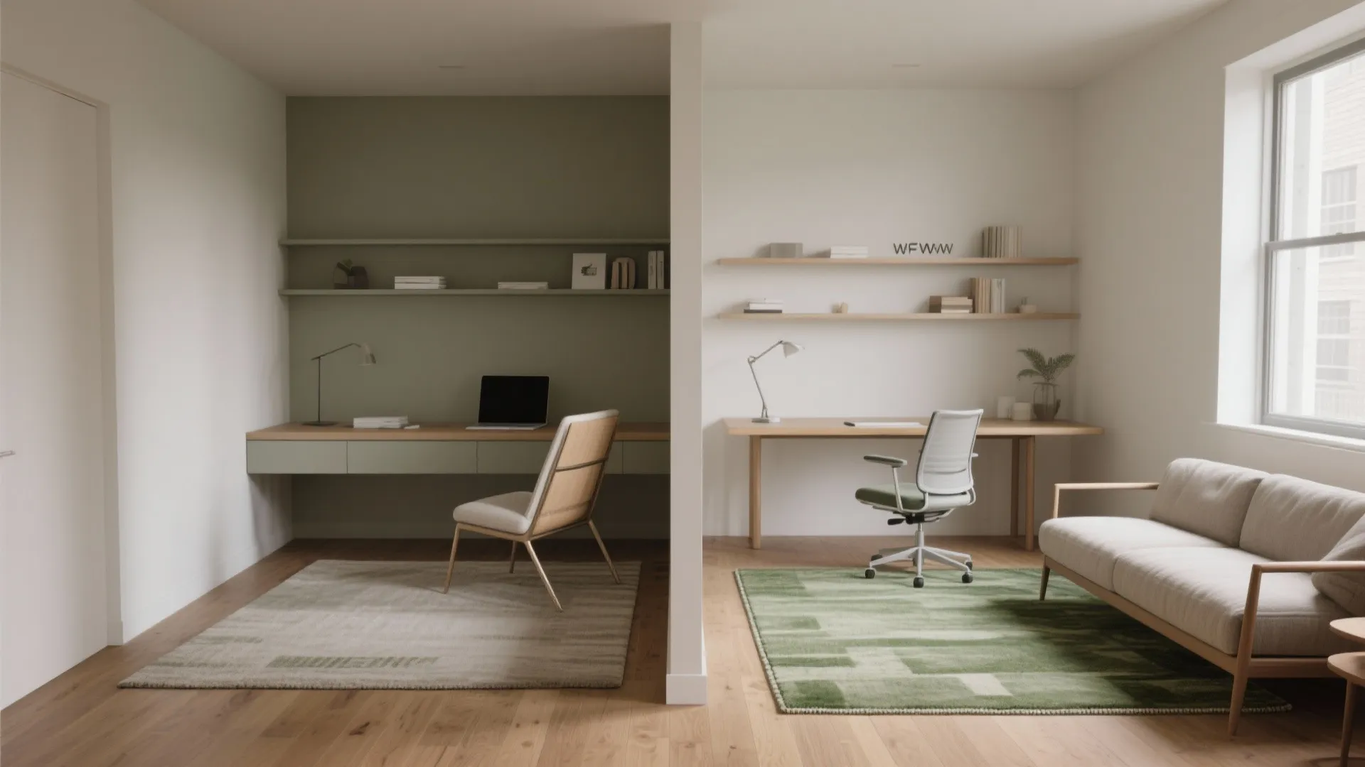 1. Zone the room with rugs and furniture