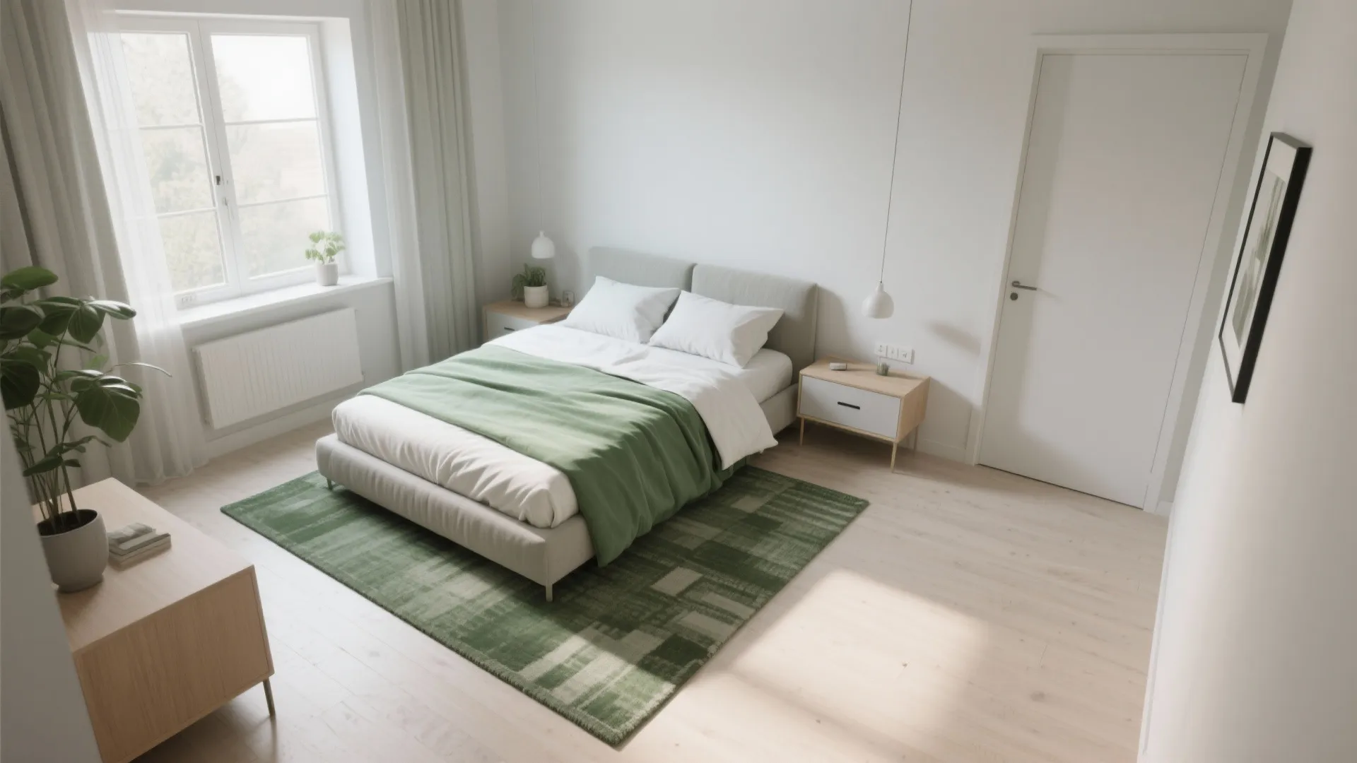 4. Create zones with rugs and compact furniture