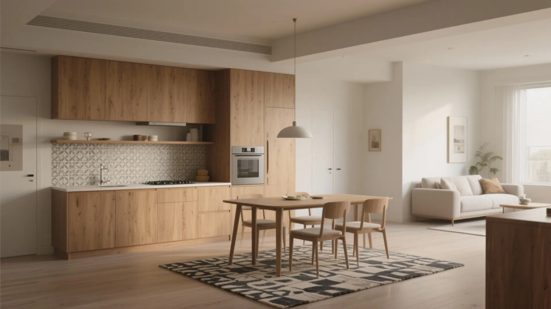 4. Define zones with color and finish, not walls