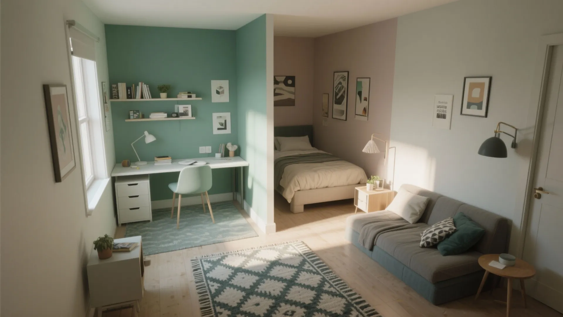 3. Zoning with color and small rugs