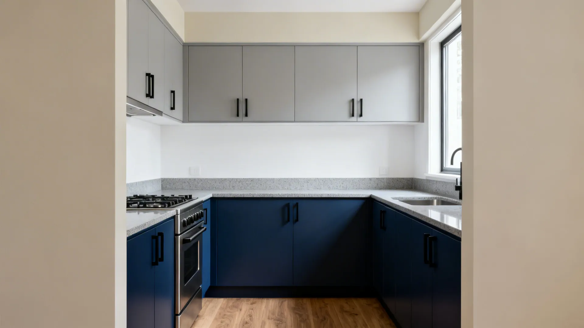 Grey Uppers, Dark Blue Lowers (Zoned Contrast)