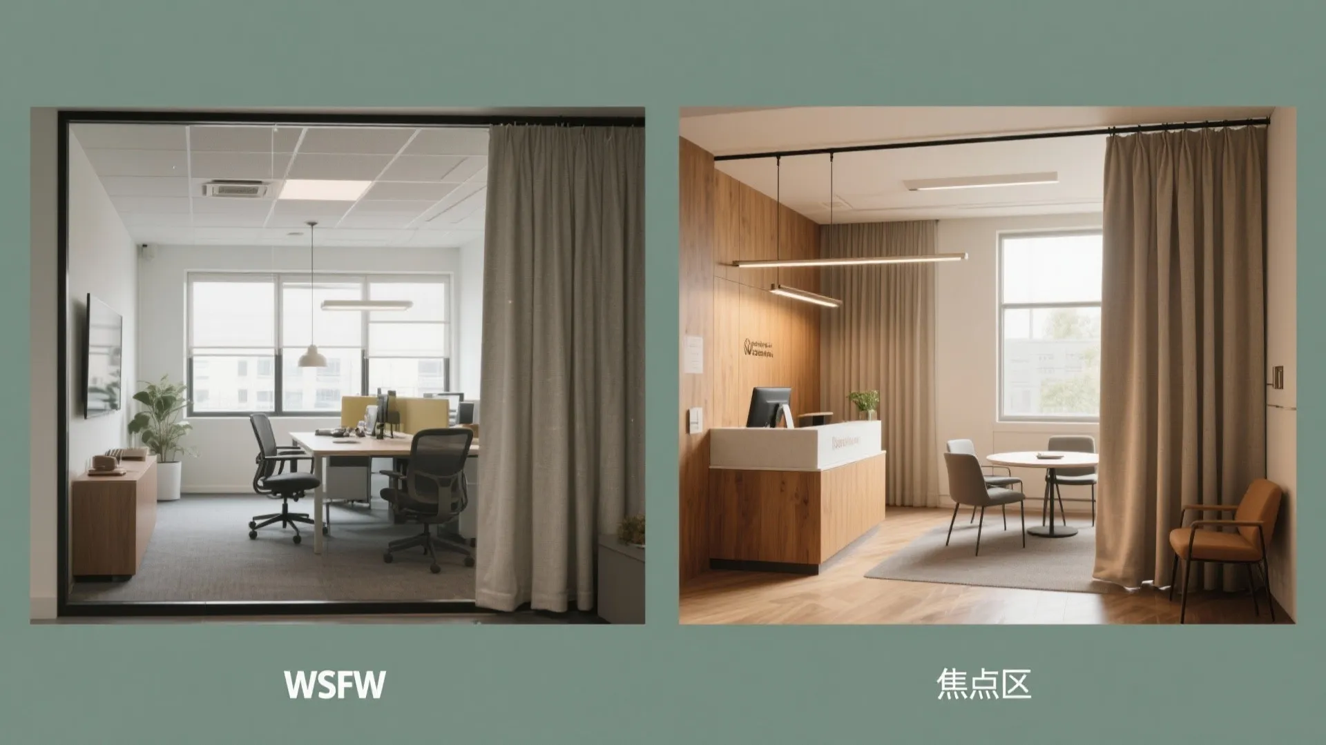 5. Zoned curtains for flexible work areas