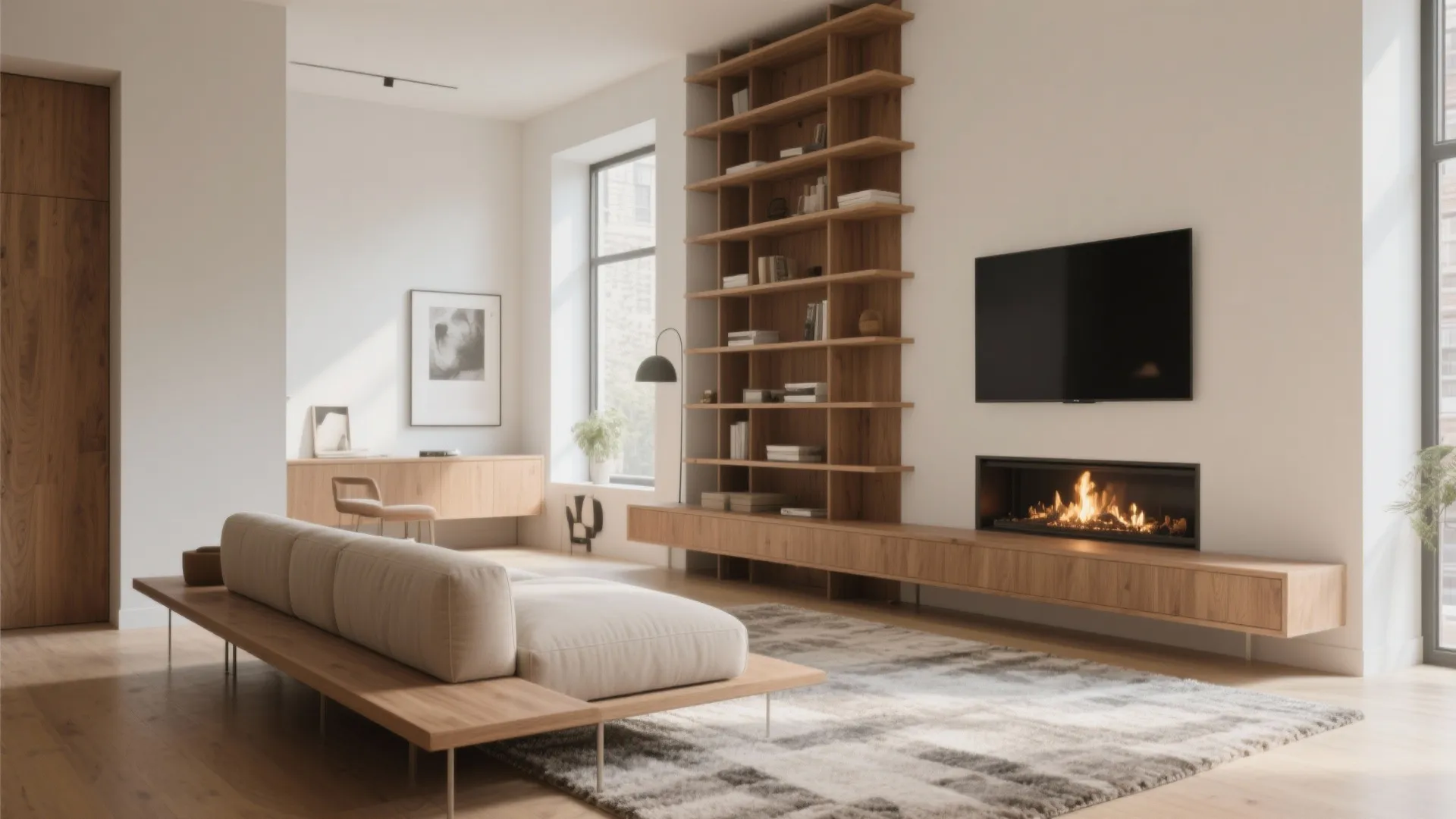 5. Zone with furniture and vertical storage to balance heat and sightlines