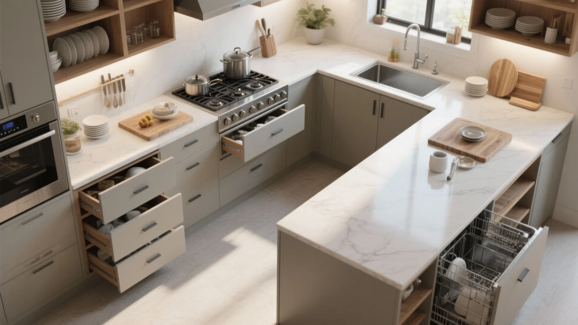 Chef-Friendly Kitchen Flow with Zoned Storage