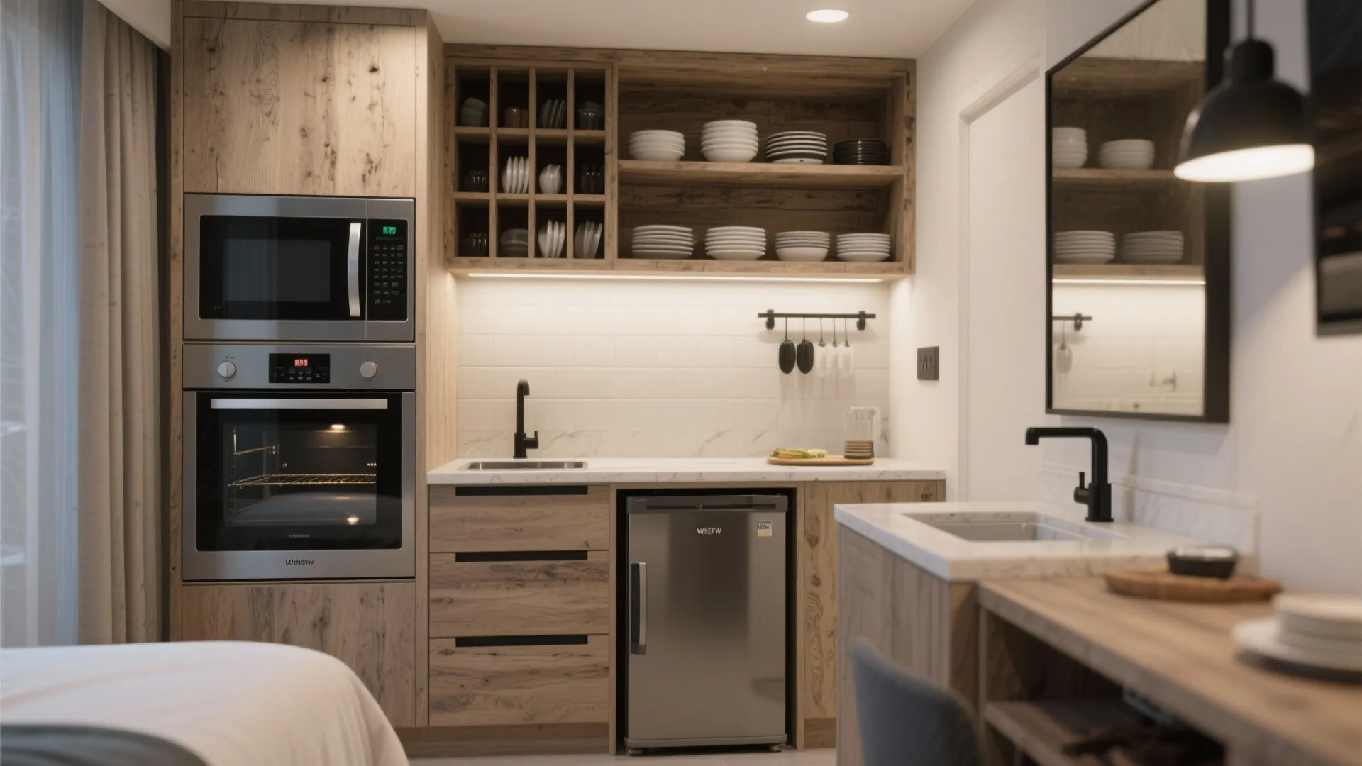 4. Zoned kitchenette for efficiency