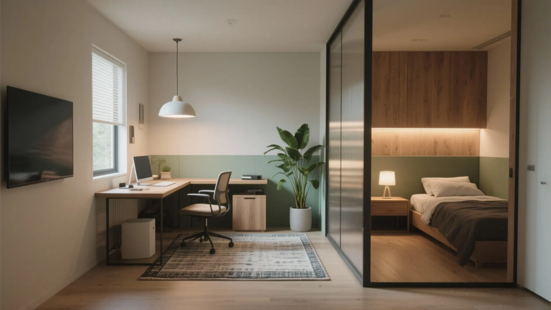 5. Define zones with lighting, rugs, and minimal partitions