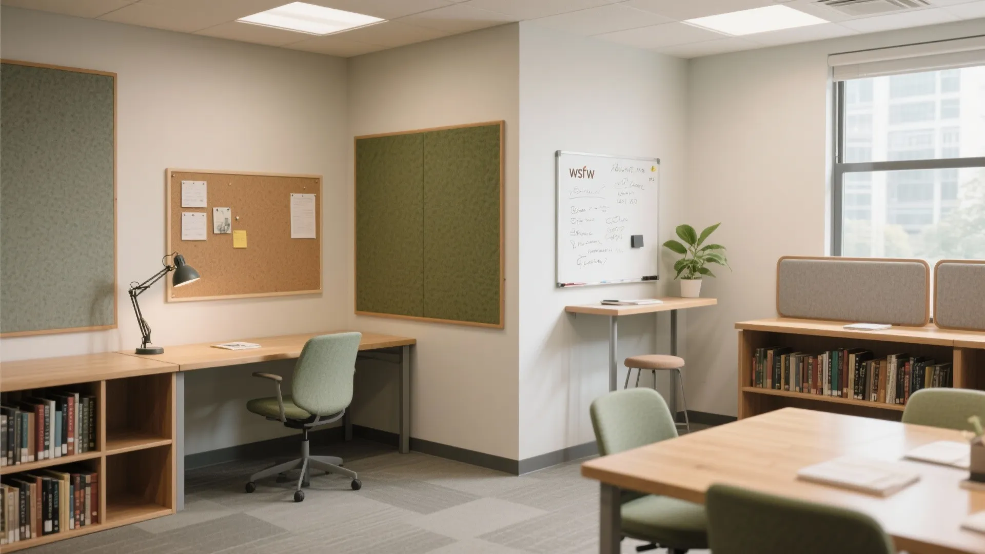 Zoned layouts that balance solo focus and teamwork