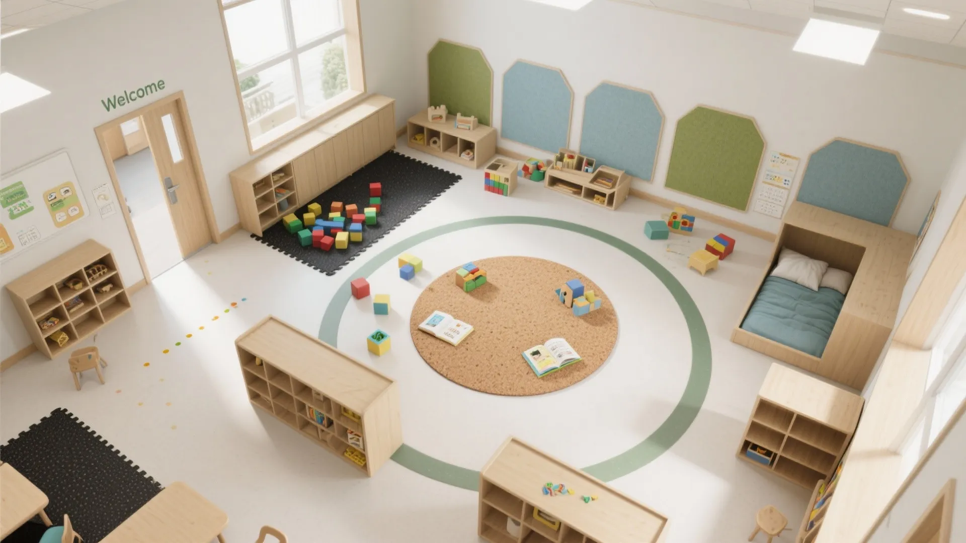 Zoned Play-and-Learn Layout with Clear Sightlines