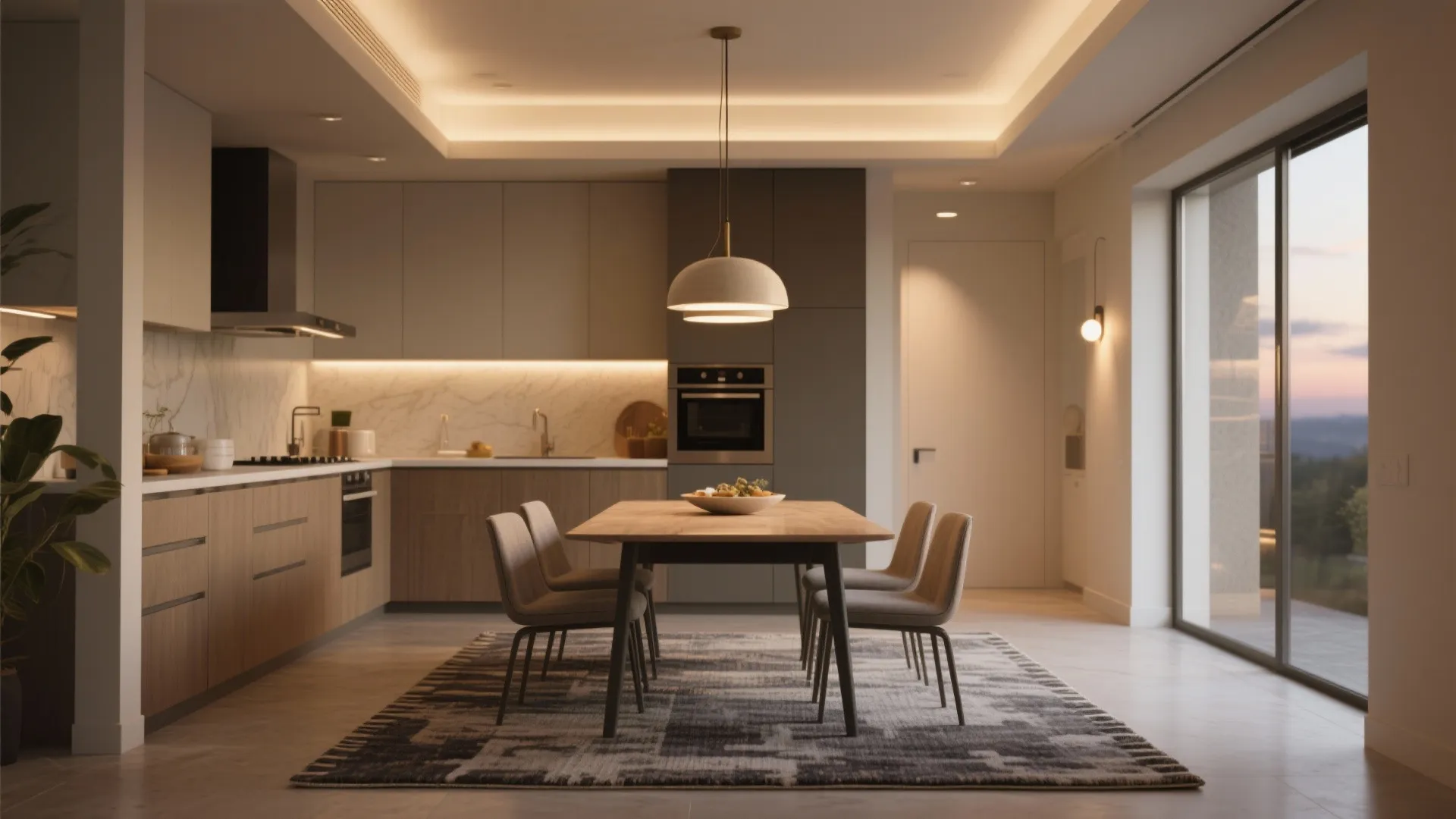 5. Visual Zoning with Rugs and Lighting: separate without walls