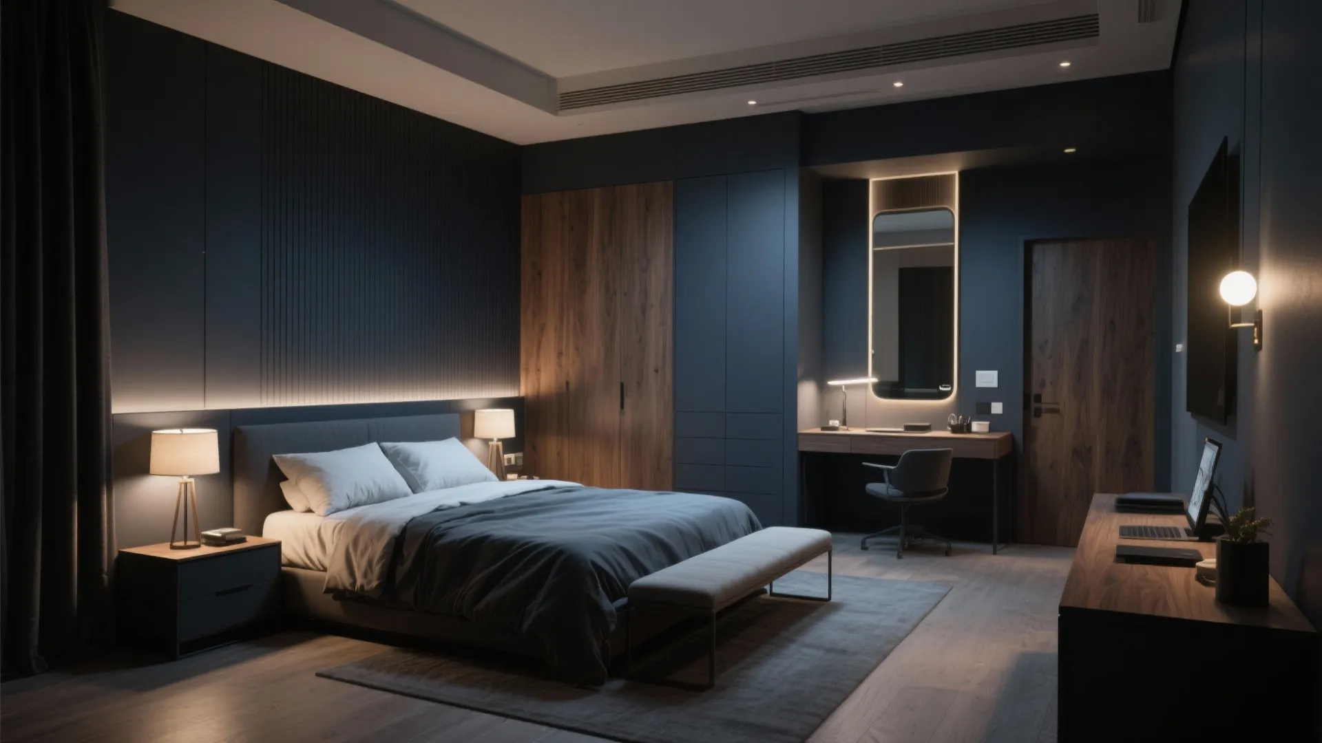 3. Zone with lighting and furniture — not just paint