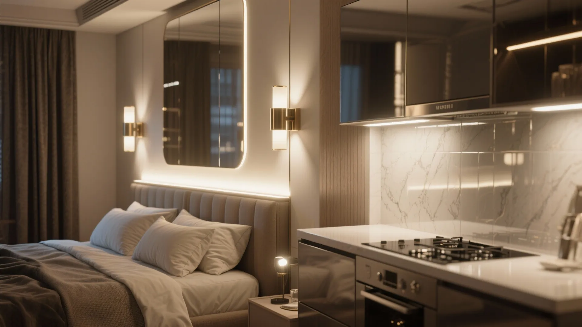 5. Zoned lighting and reflective accents