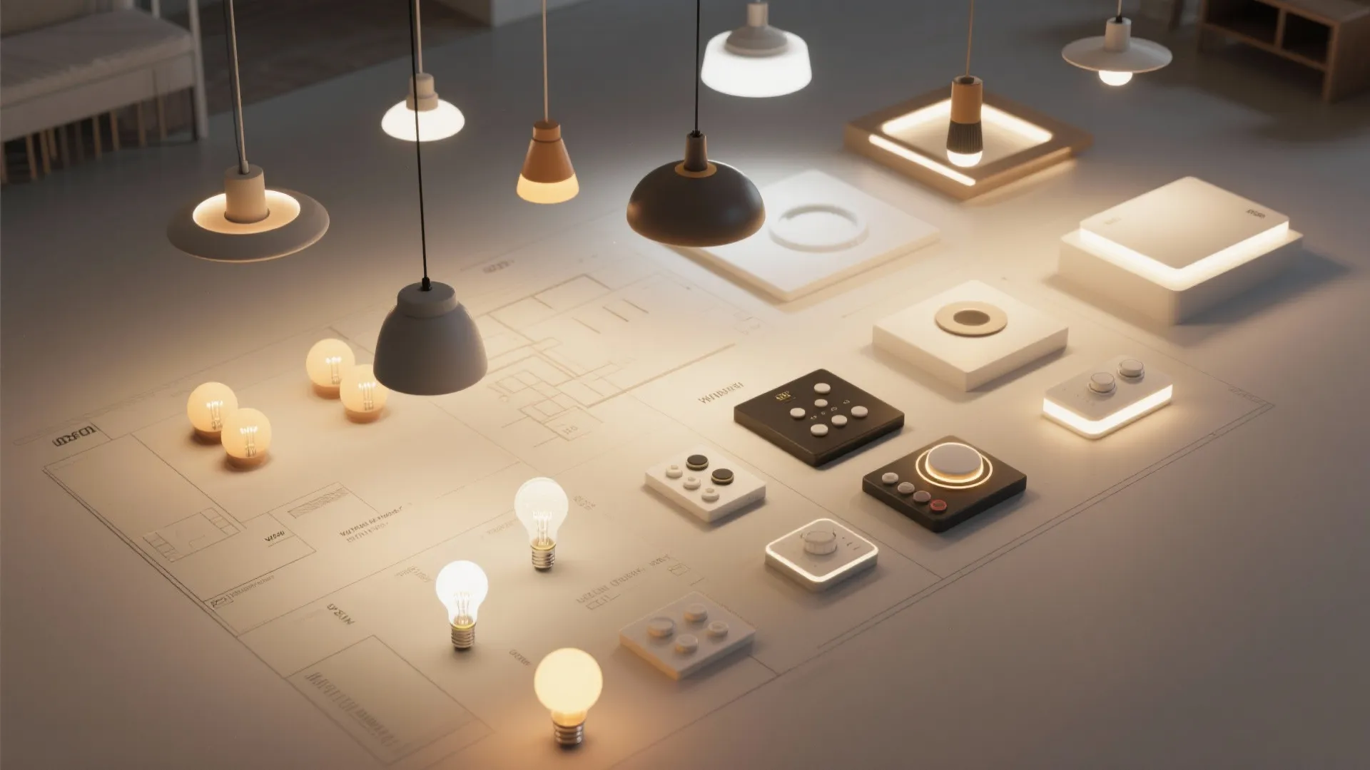 Lighting design samples for zoning open plan kitchen living