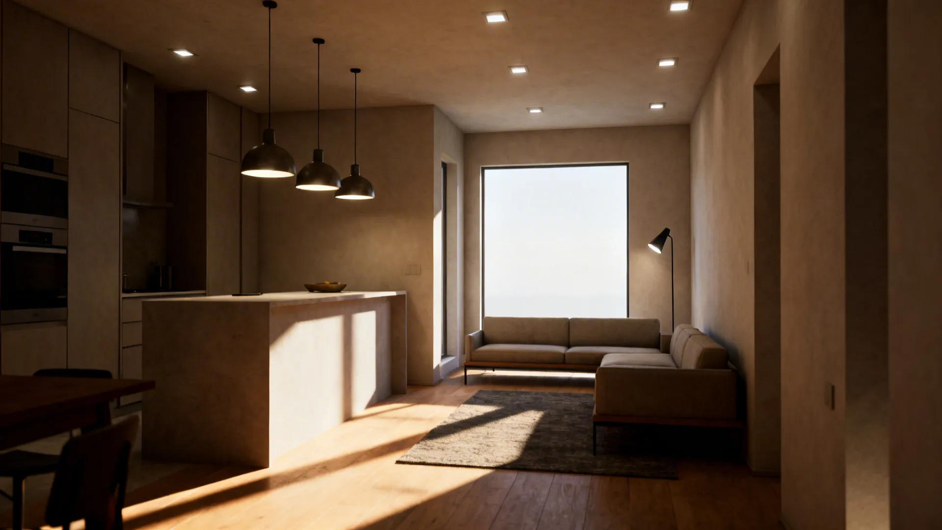 4. Zone with lighting and low-profile furniture
