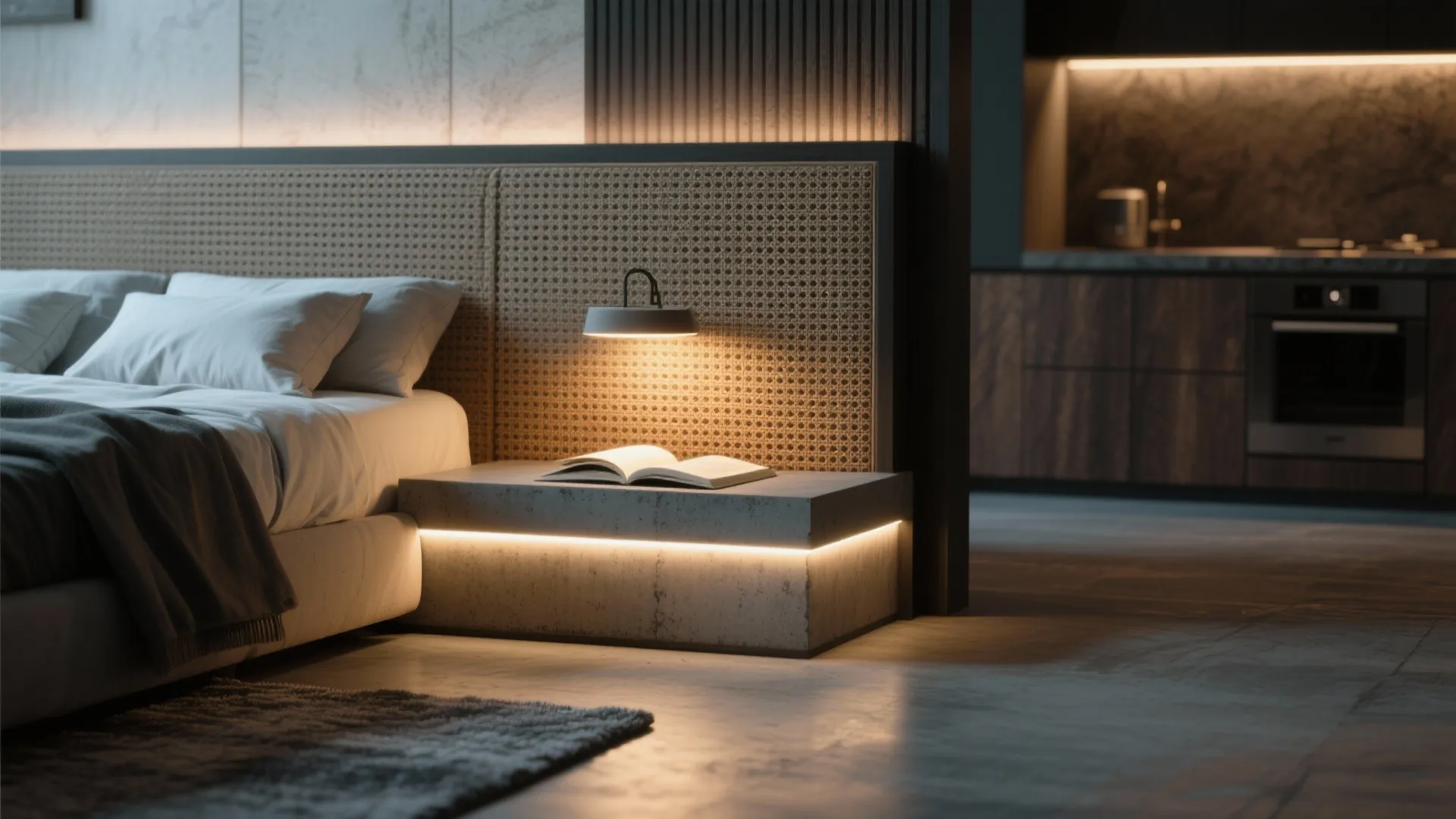 3. Zoned lighting and layered materials