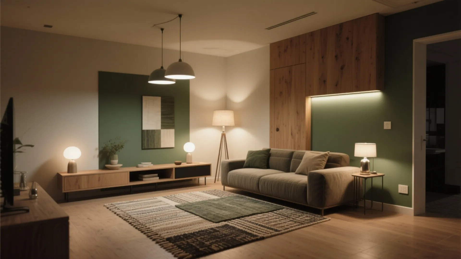 4. Zone with Rugs, Lighting, and Low Profile Pieces