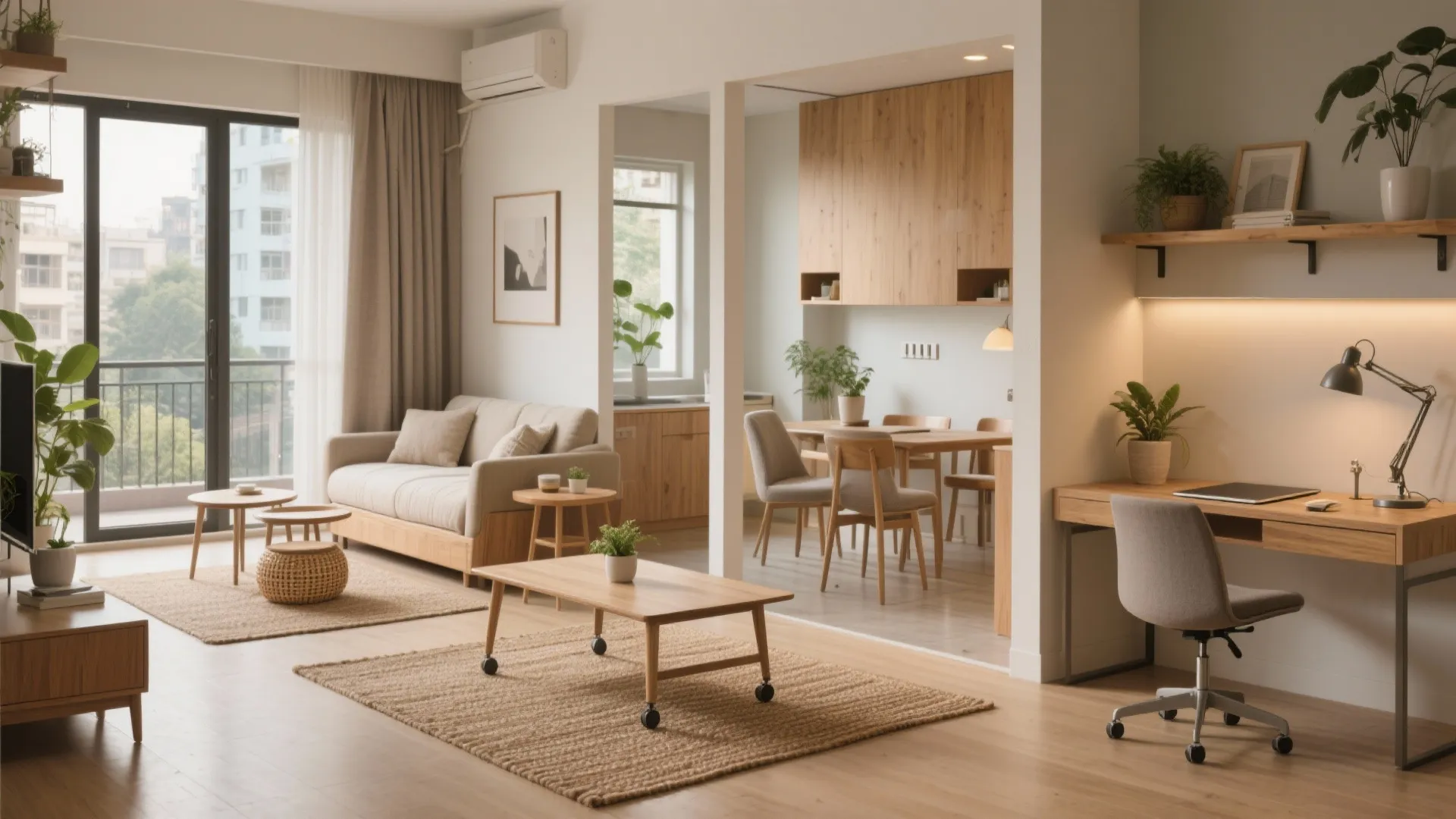 Multi-functional zoning with flexible furniture