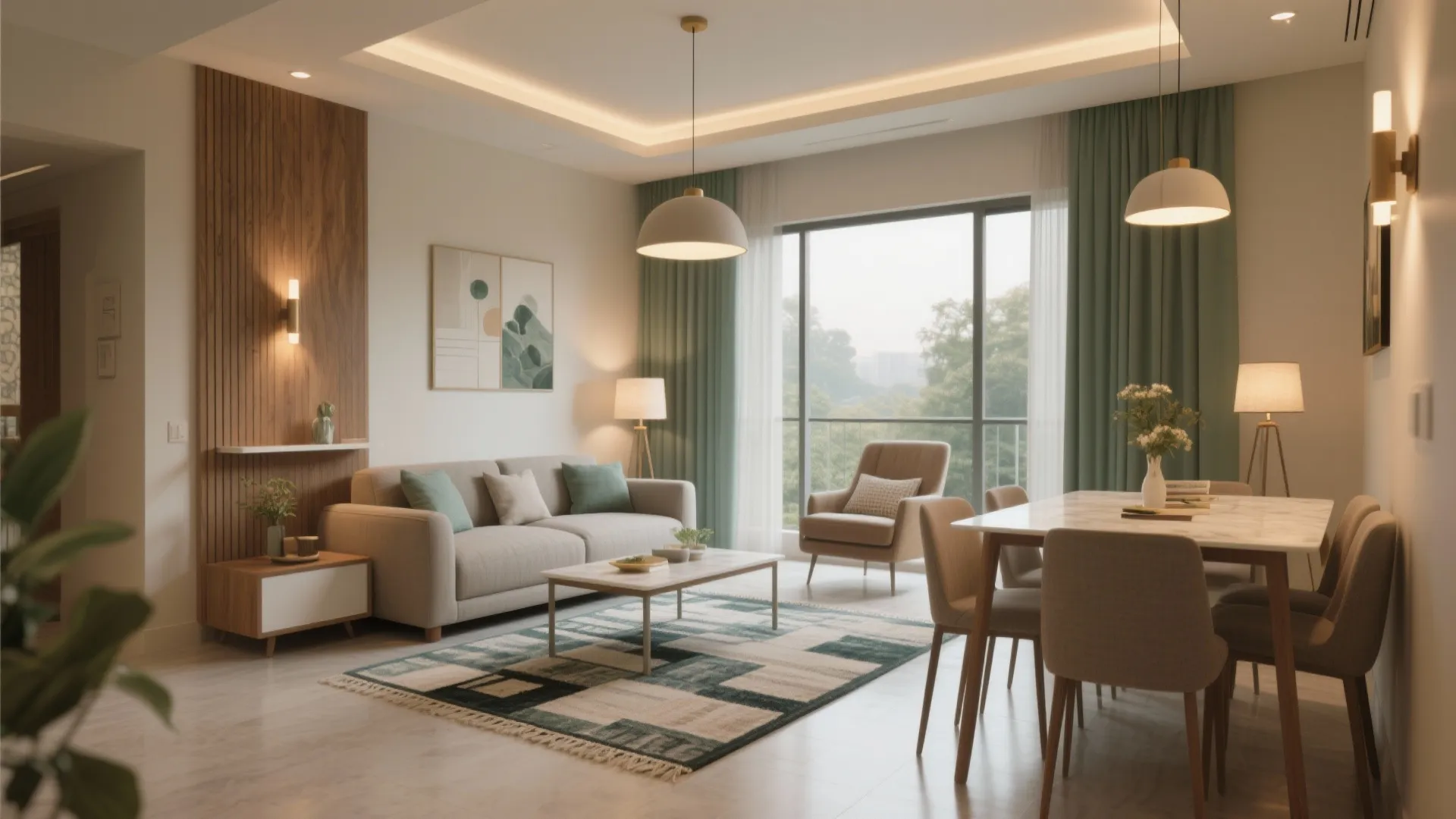 Zoned living–dining that feels open yet organized