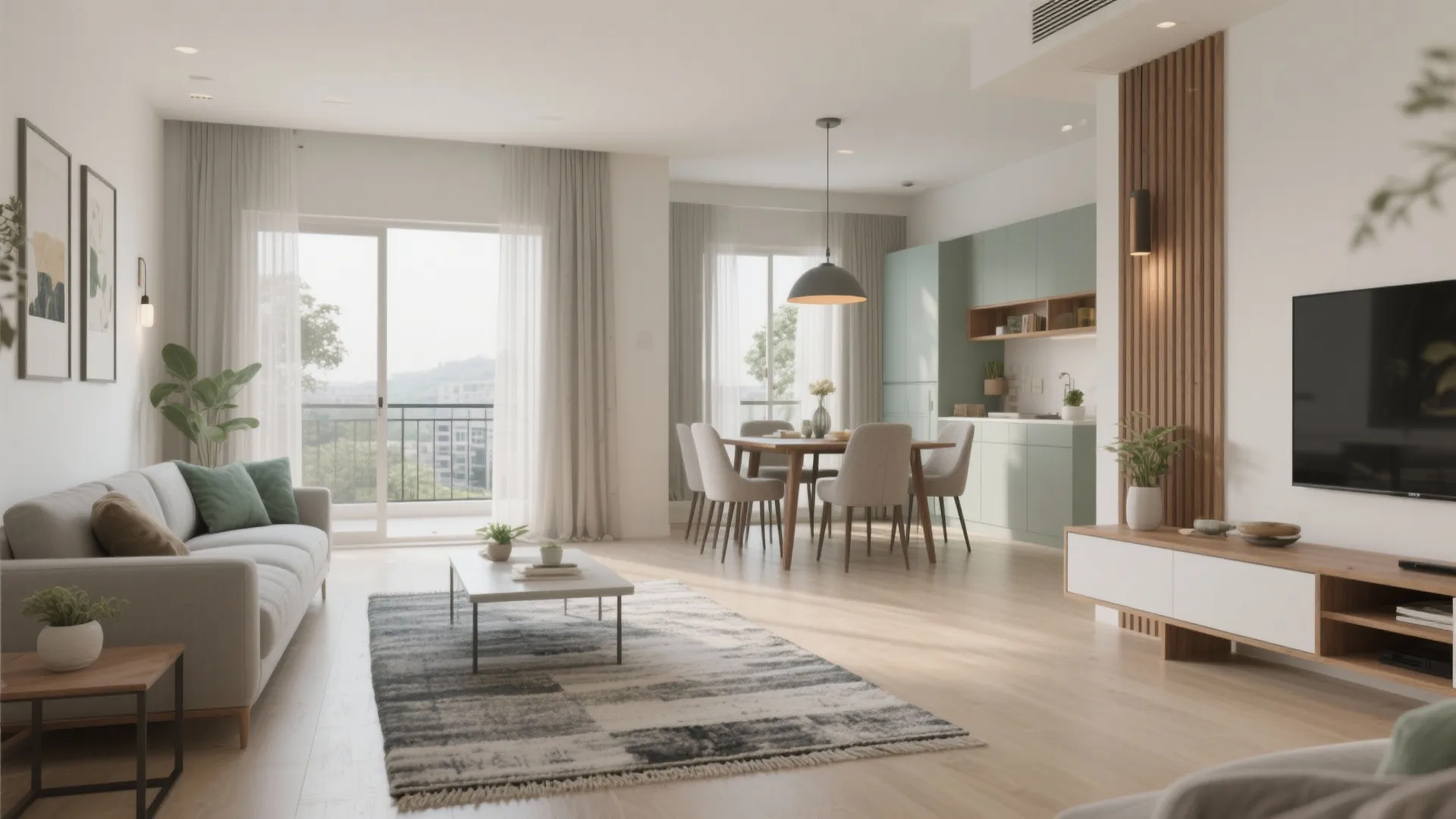 Zoned open-plan living-dining that still feels calm