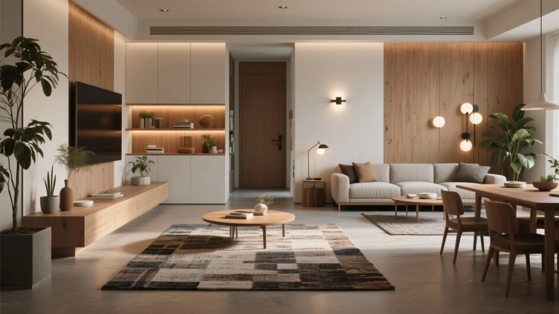 5. Zoned living: defined areas without full walls