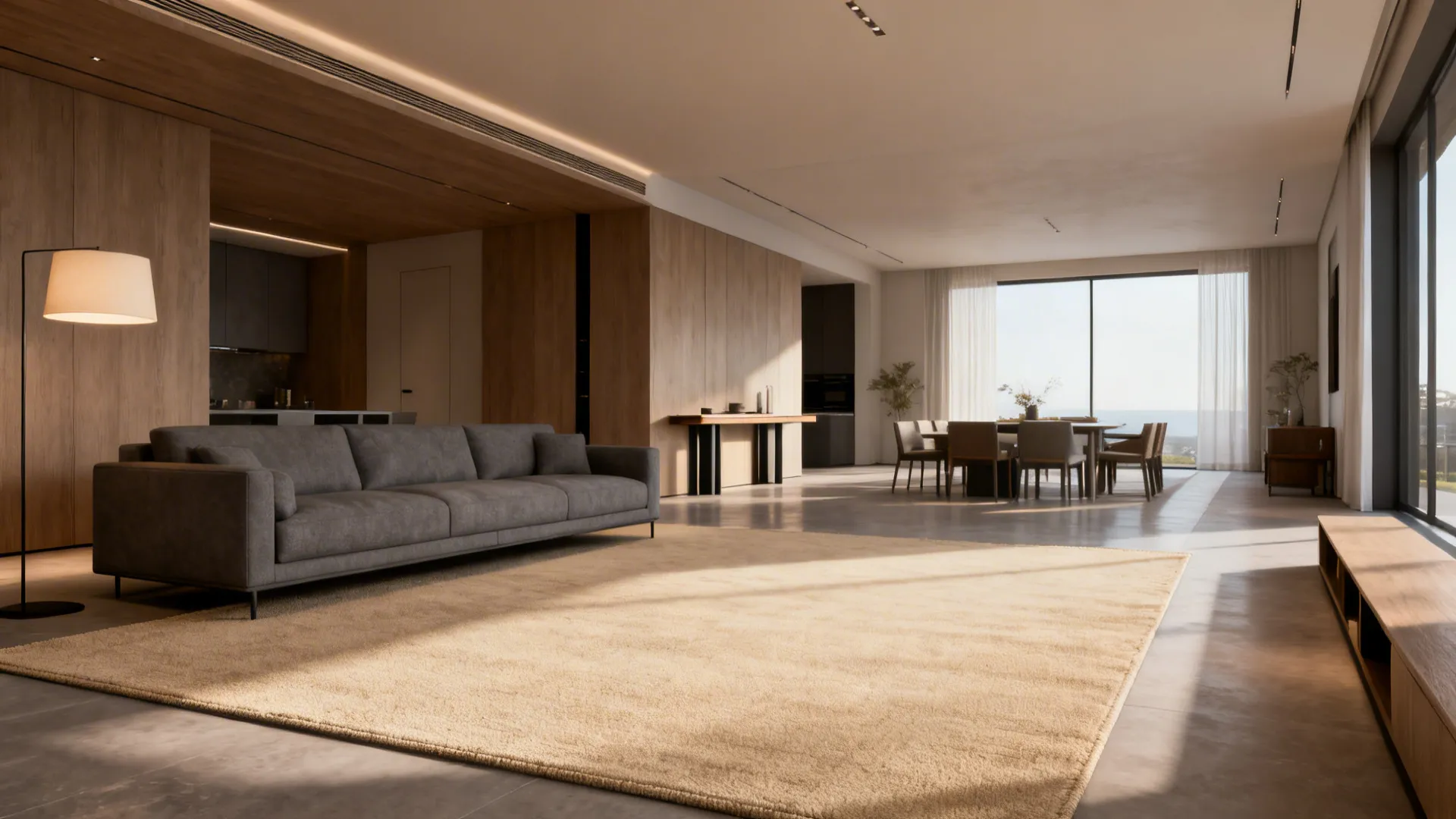 5. Define Zones with Rugs and Furniture Placement