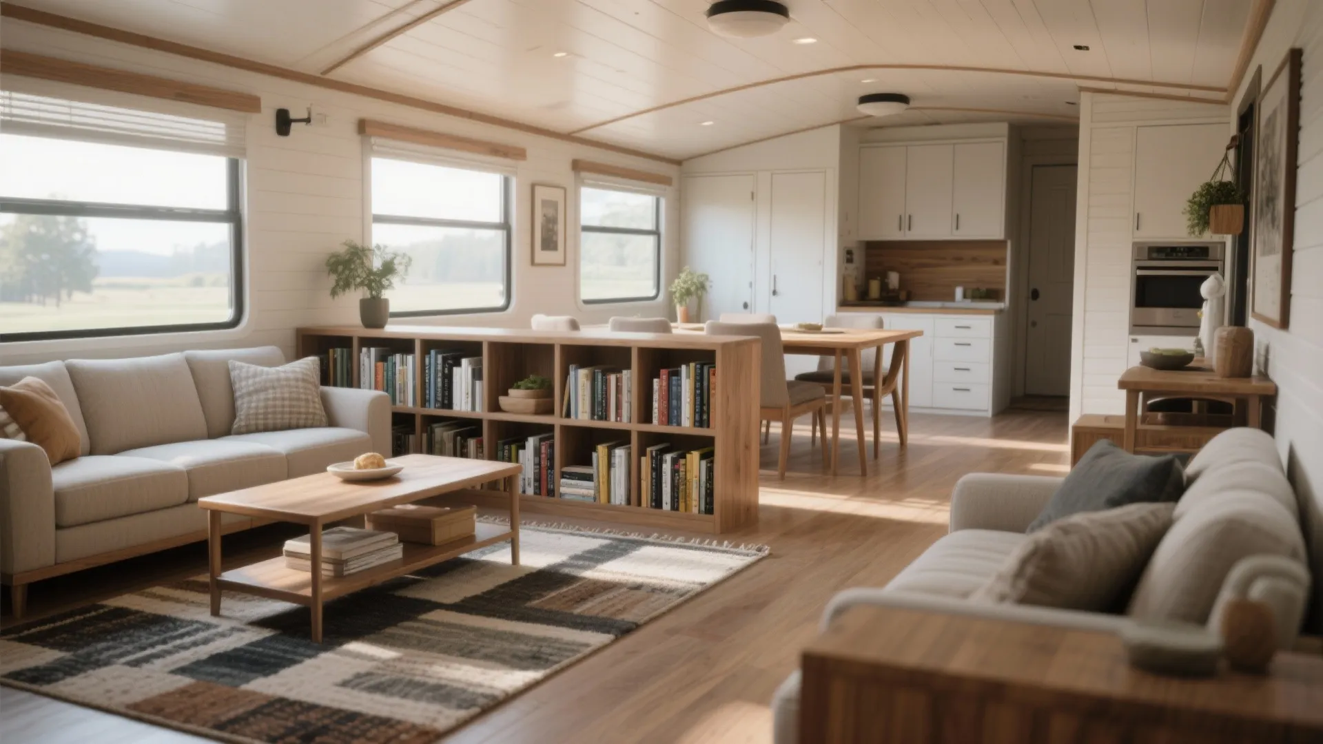 1. Open-concept living with zoned furniture