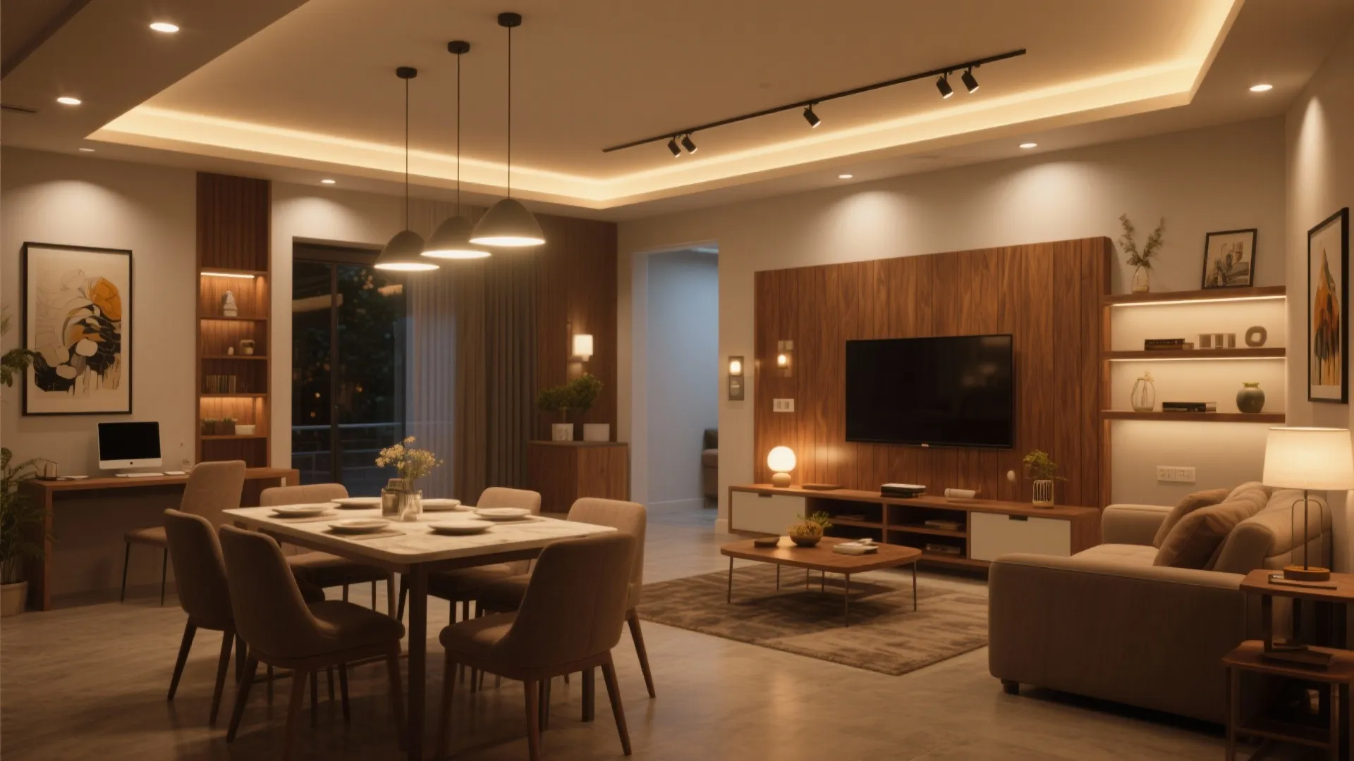 Open-Plan Living with Zoned Lighting