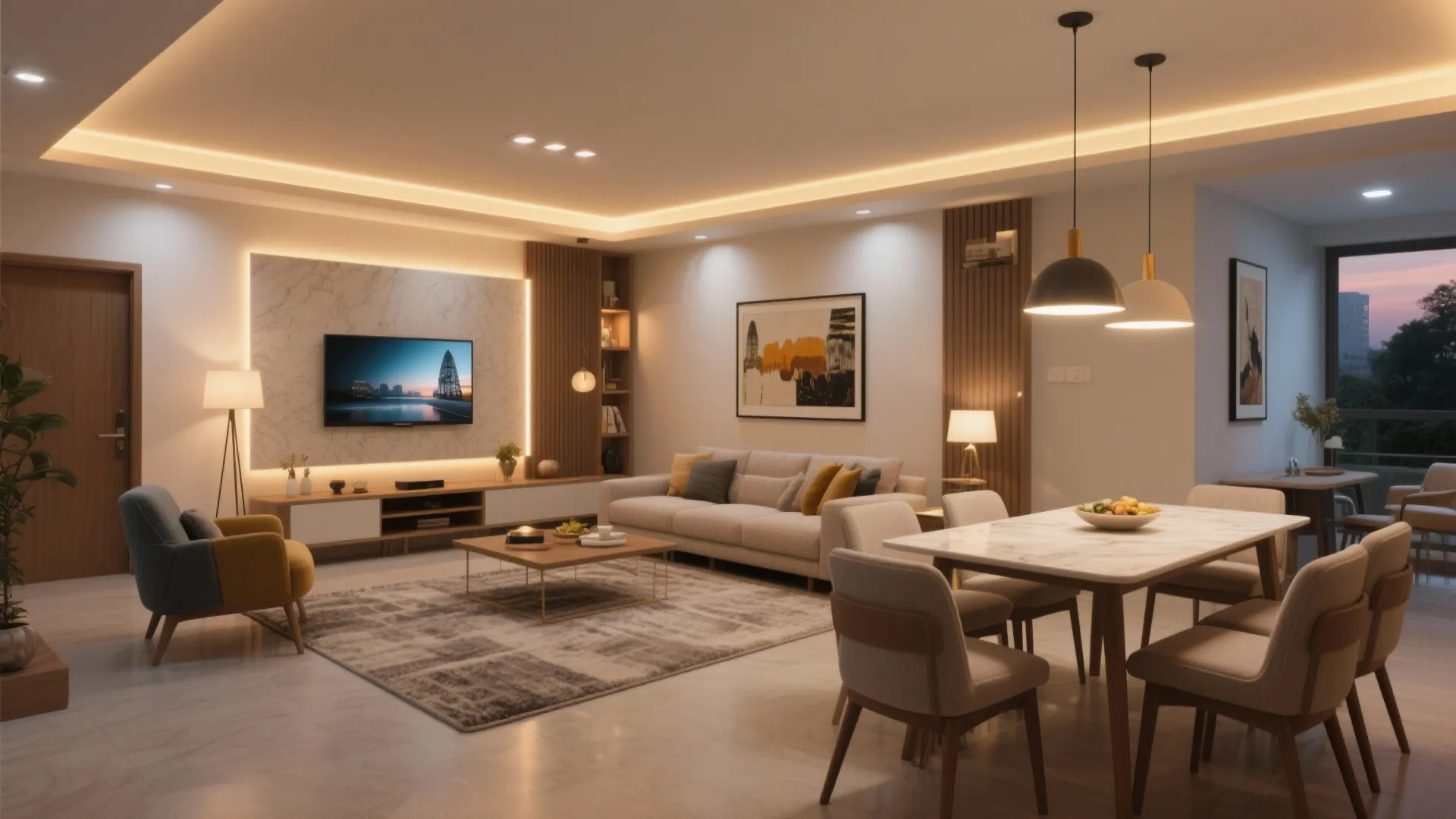 Flexible Family Lounge with Zoned Lighting