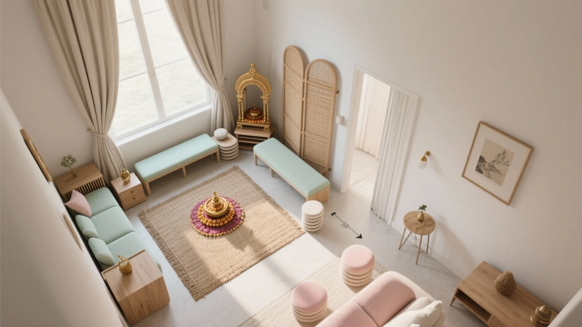 Intimate Living Room Zoning for Ritual Flow