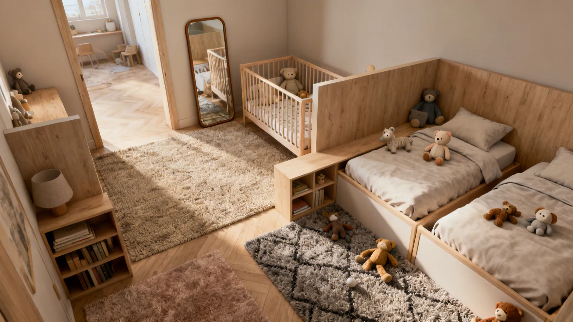 5. Zoning with rugs and partial dividers