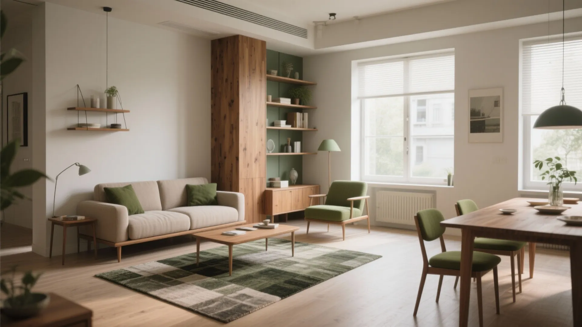 Open-plan living with zoned furniture