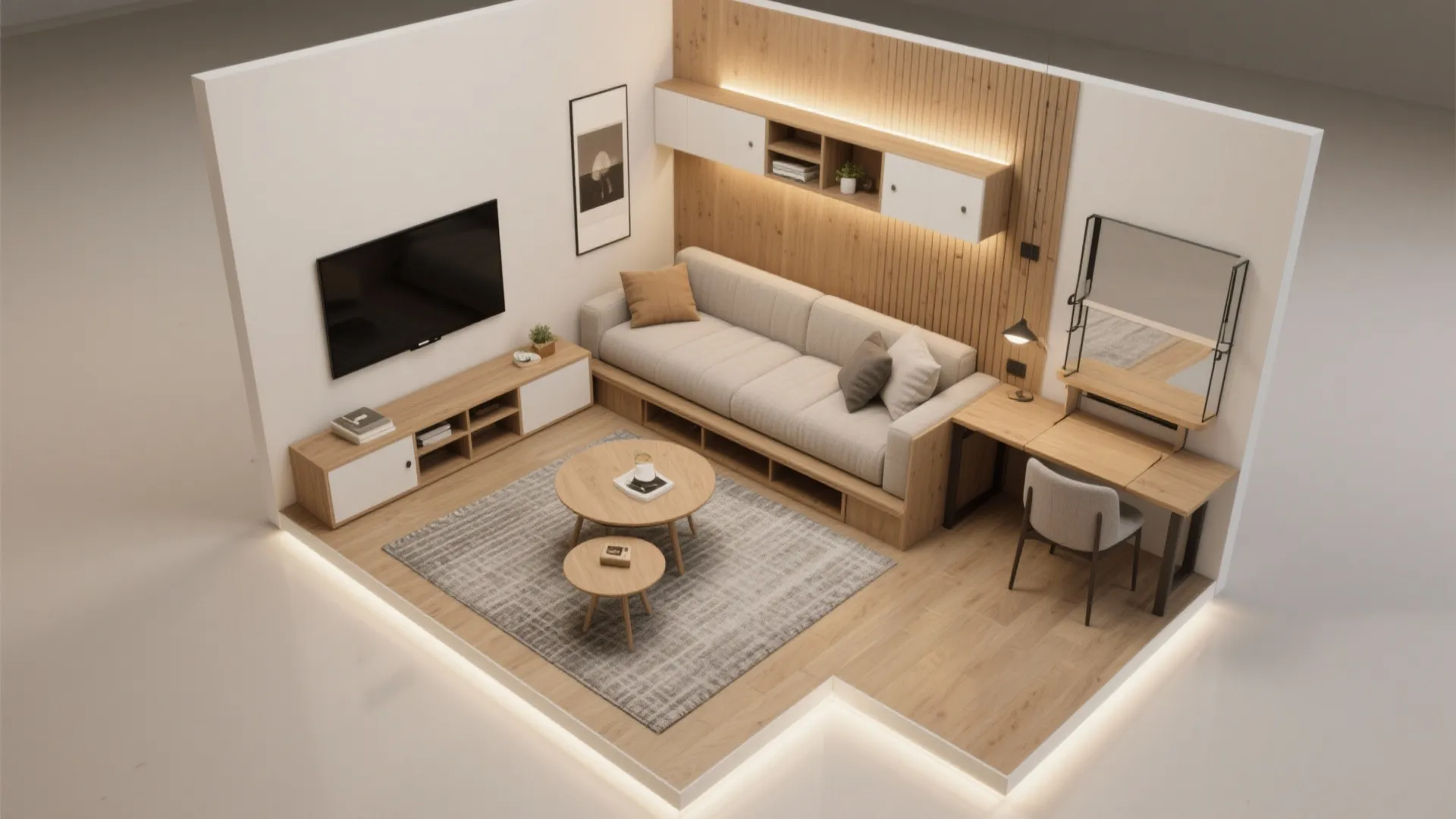 Flexible furniture that creates zones