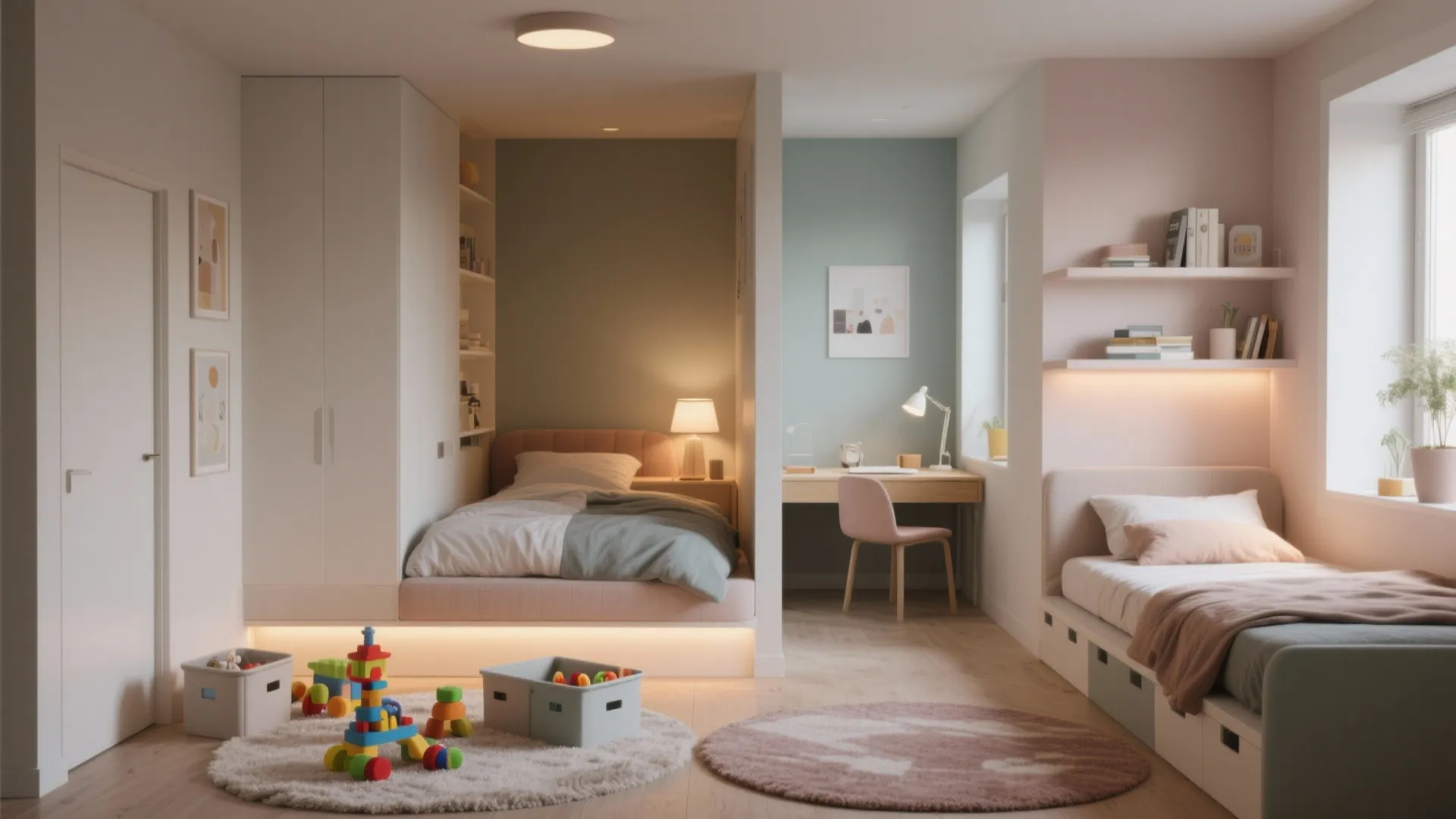 5. Zone the room: sleep, play, and study