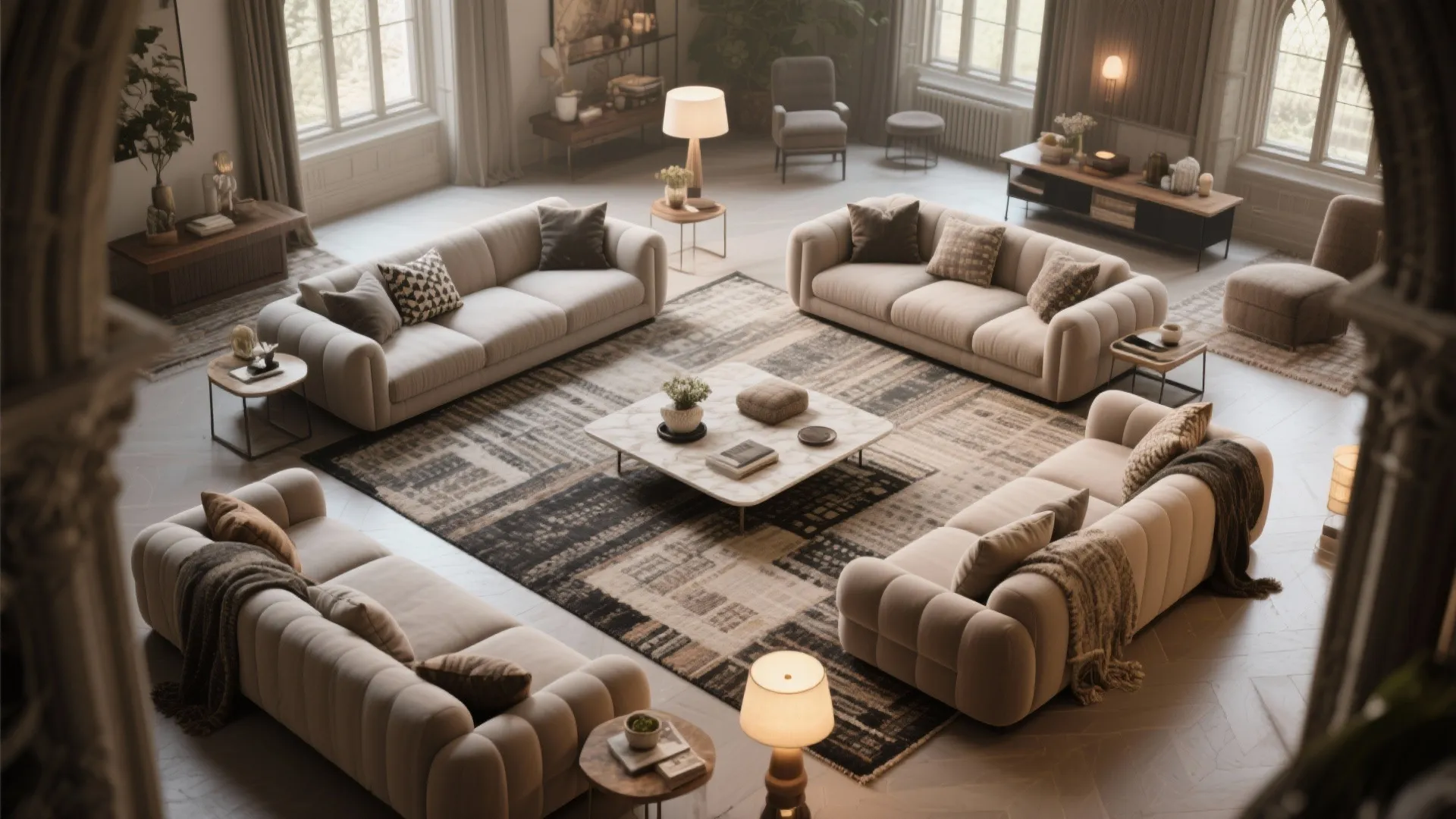 4. Define zones with rugs and furniture grouping