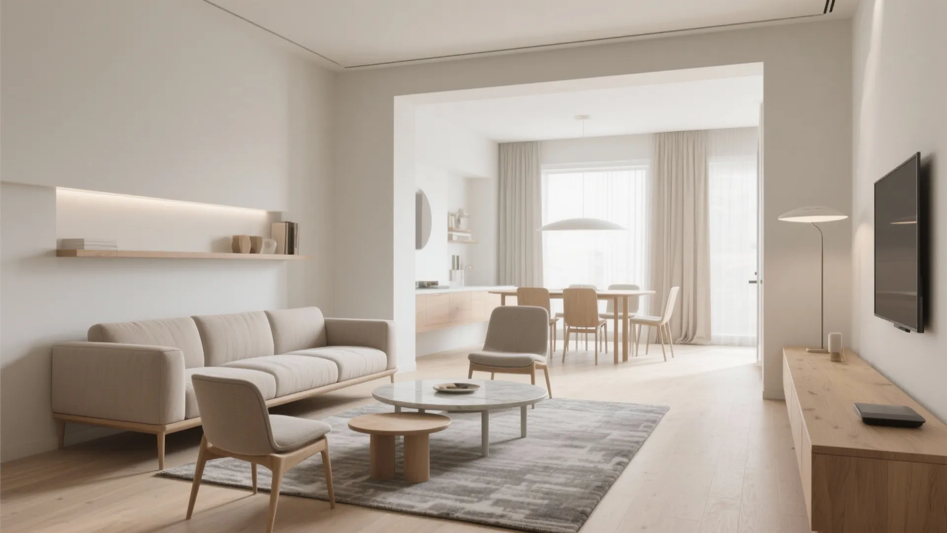 Floating Furniture + Zoned Seating That Breathes