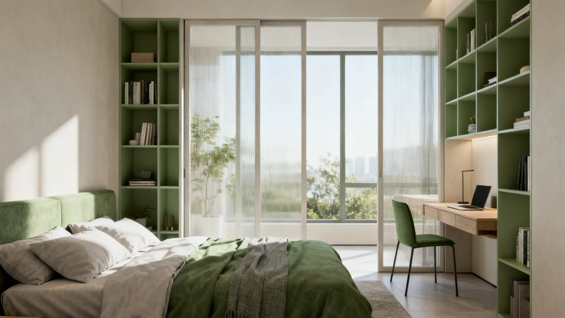 3. Zoning with lightweight dividers and consistent palette