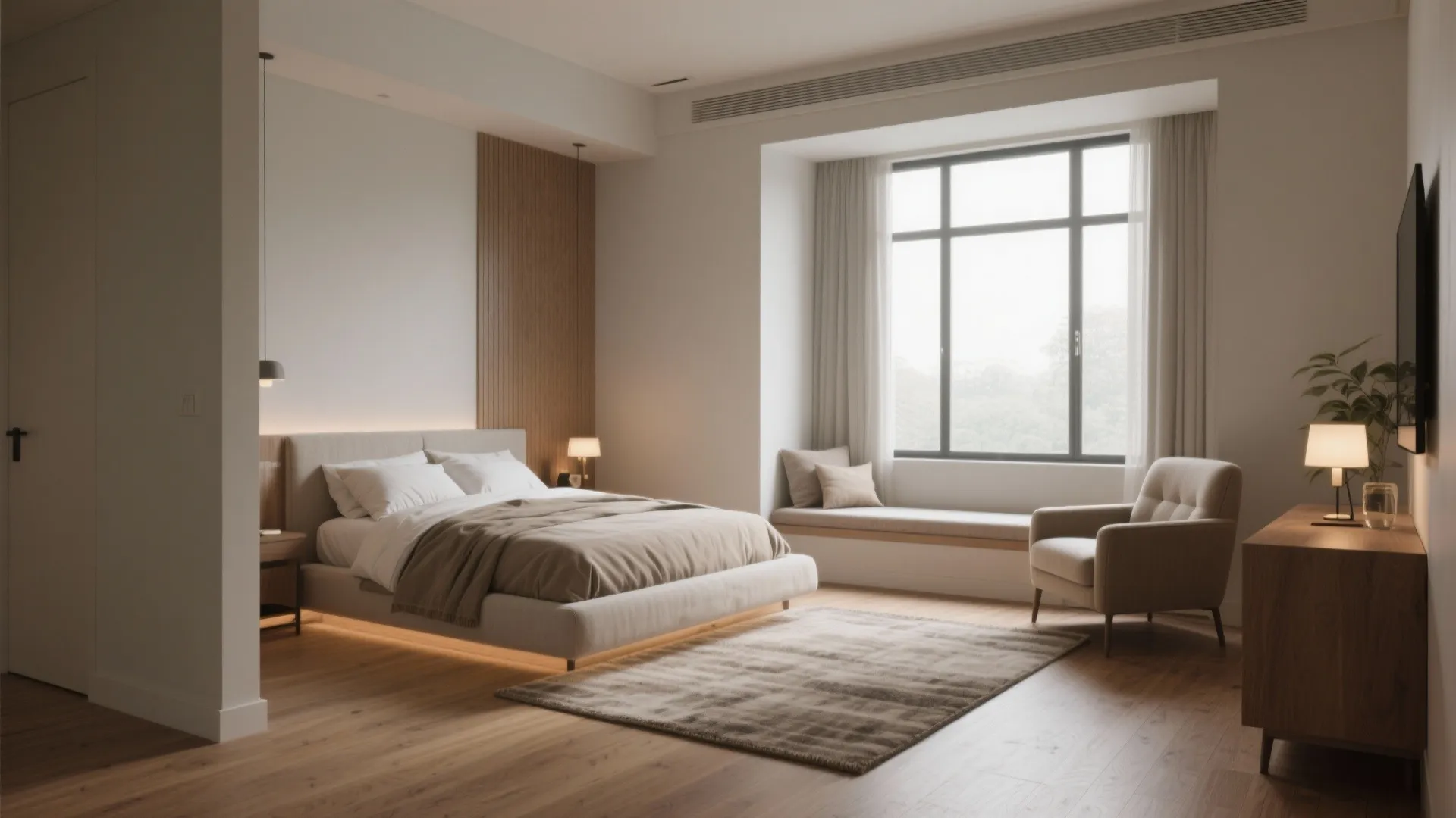 1) Zoned open plan with sitting nook