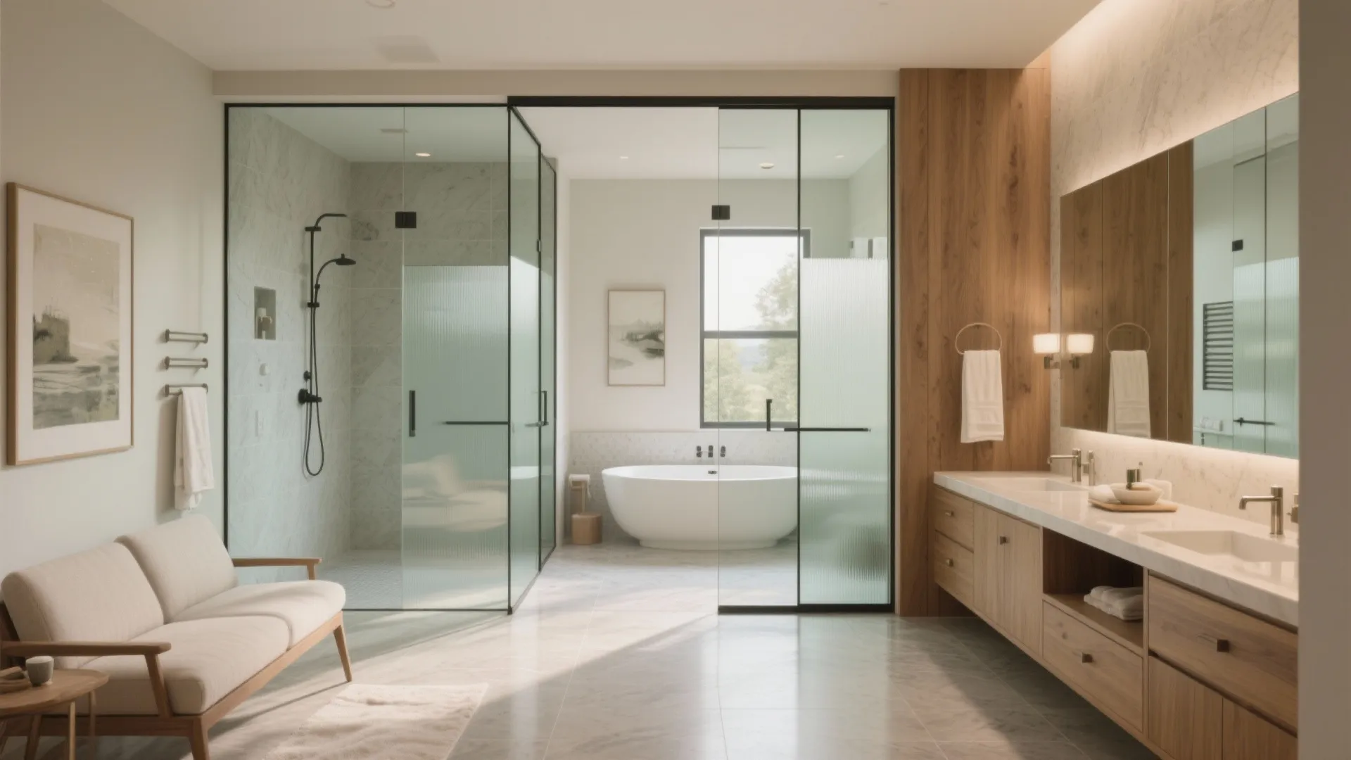 Zoned “Spa + Dressing” Layout