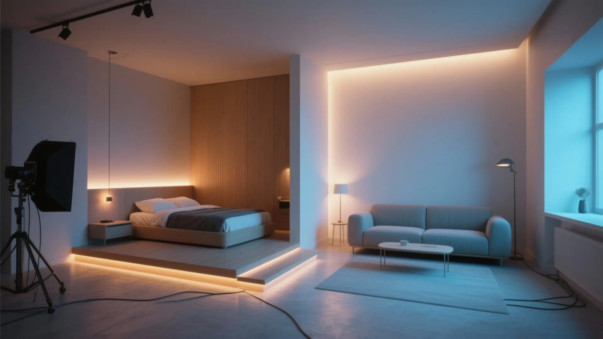 2. Use wall lights to define zones in studio layouts