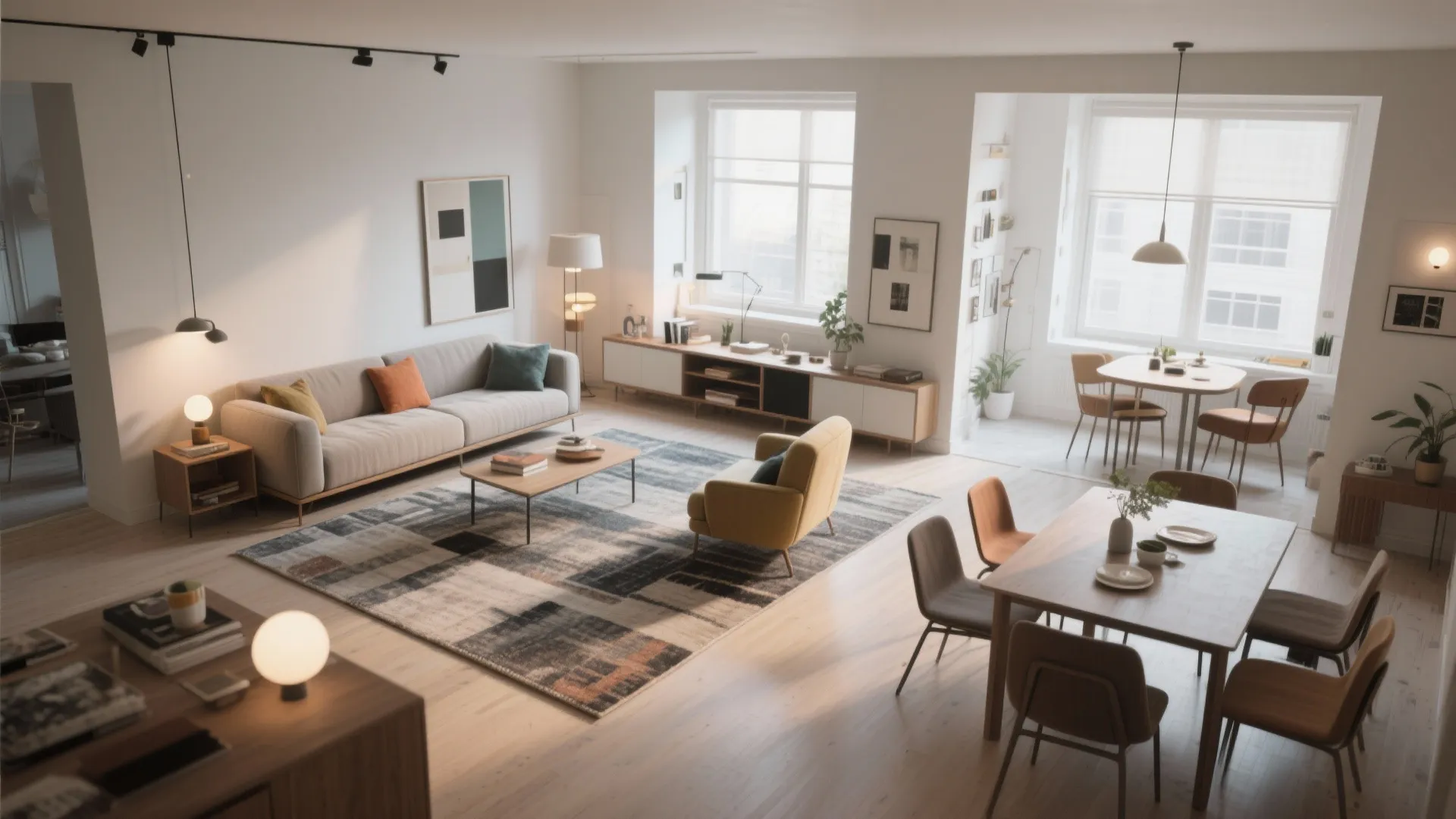 4. Zoned Studio Strategy for Living + Dining