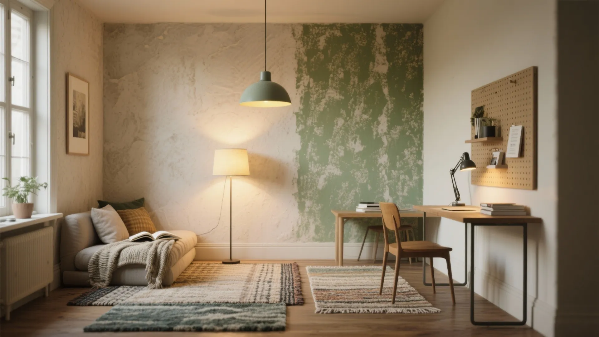 5. Define tiny zones with rugs, lighting, and texture