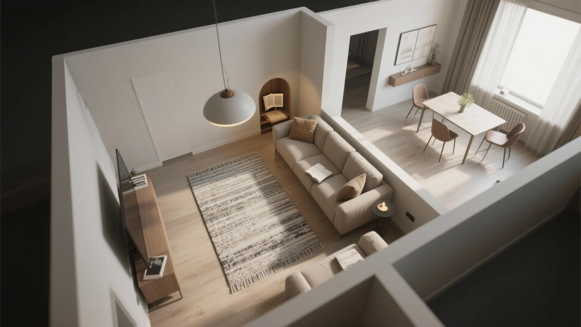 Tip 3: Zone the space visually with rugs and lighting