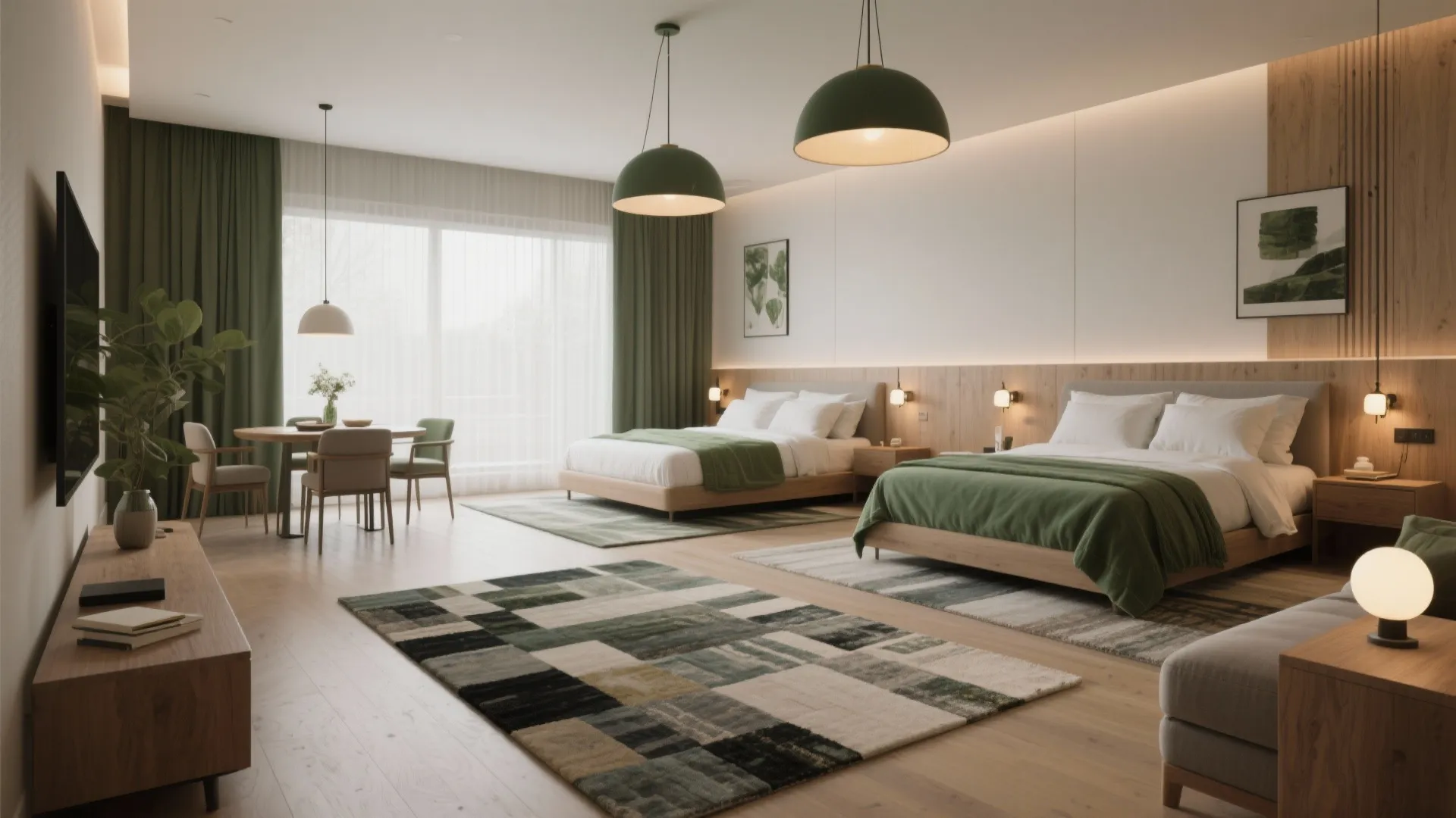 4. Define zones with rugs and lighting