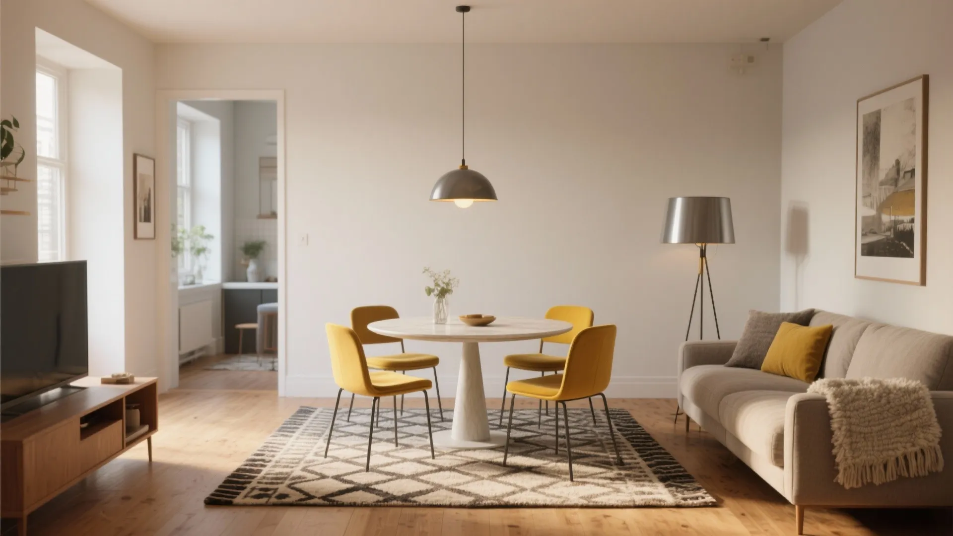 2. Define zones with light and rugs