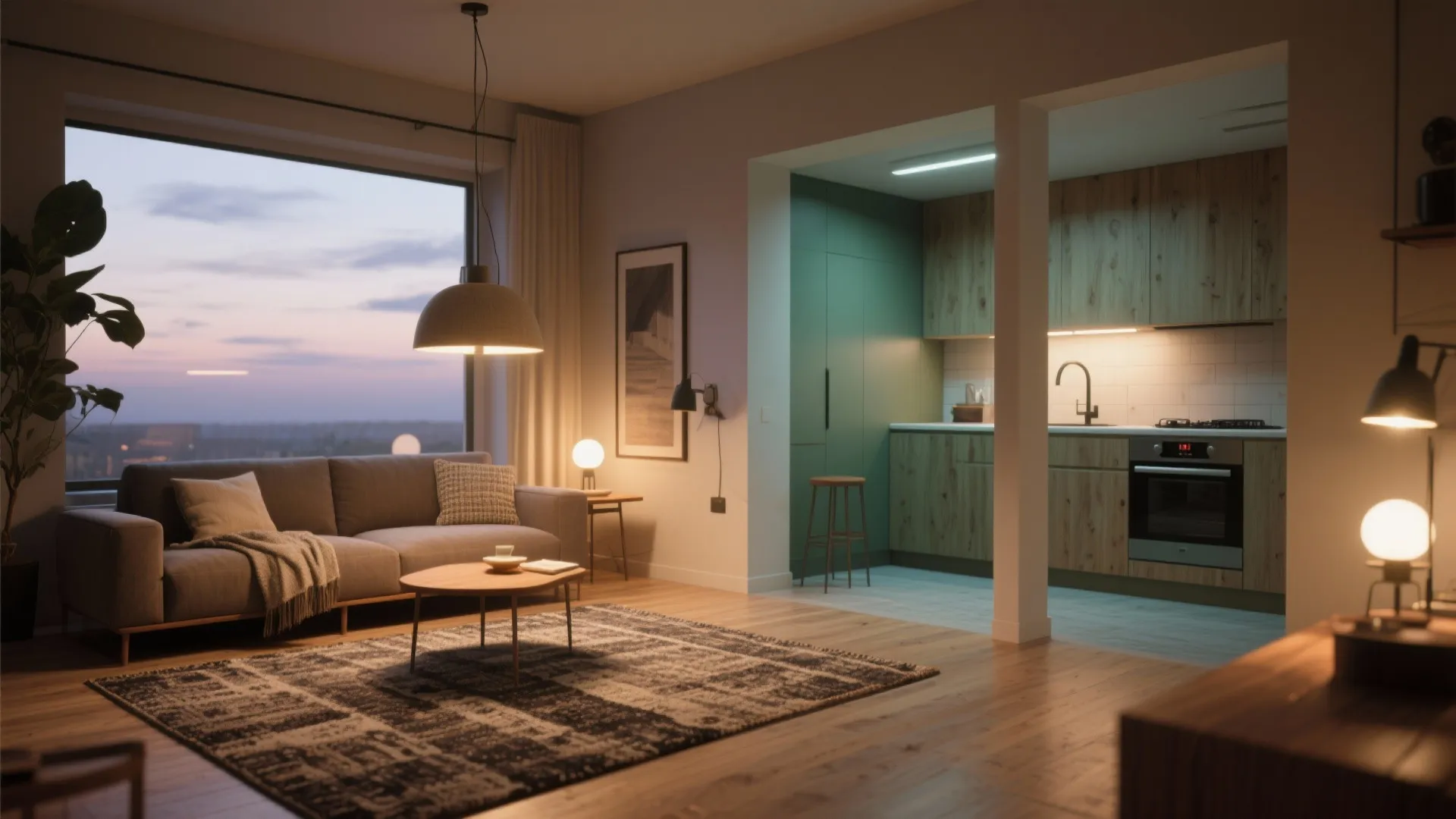 3. Define zones with light and rugs