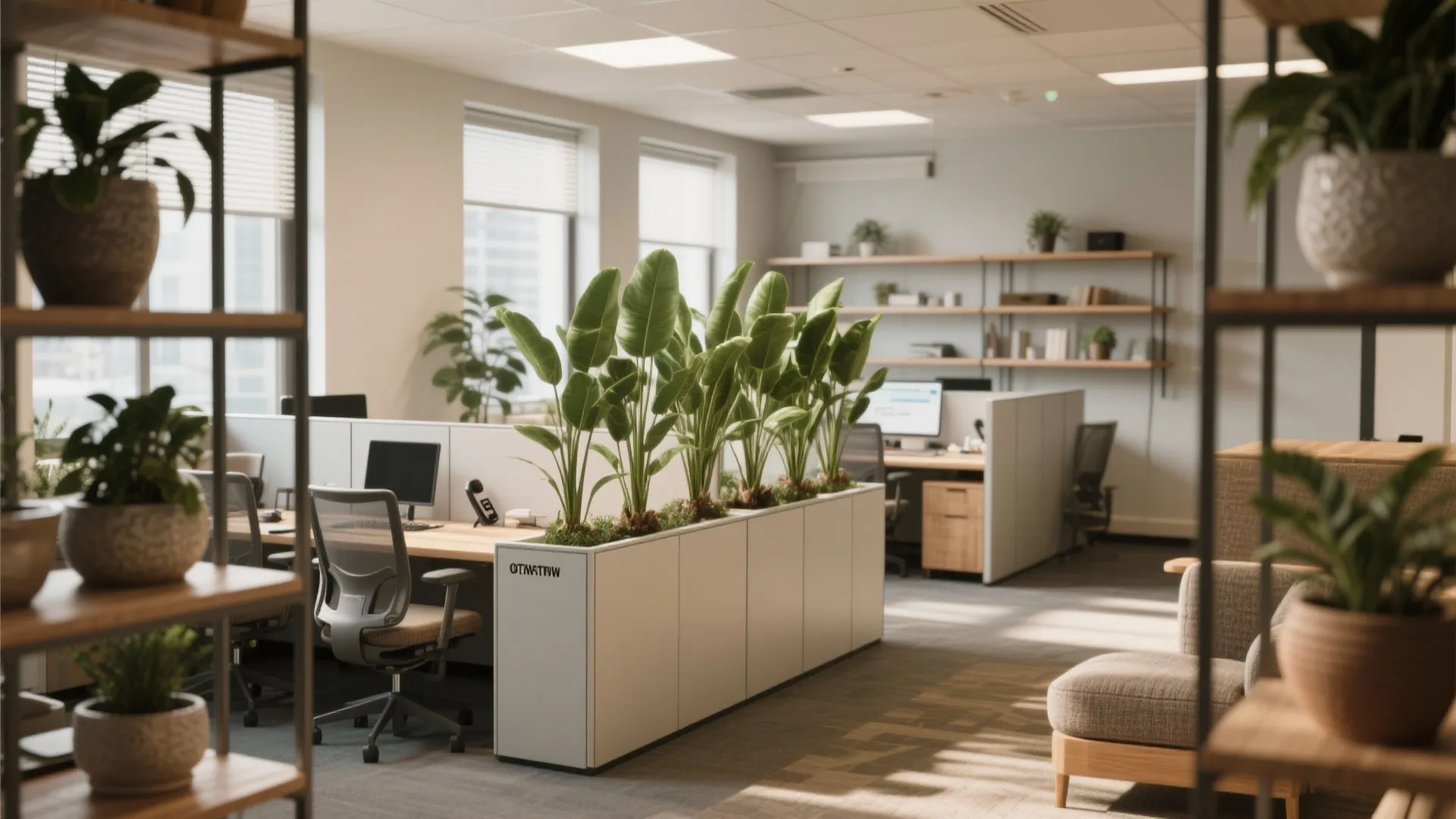 2. Define zones with low partitions and plants