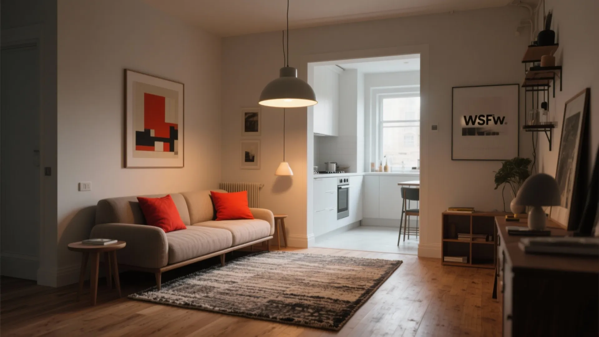 3. Define zones with rugs and lighting