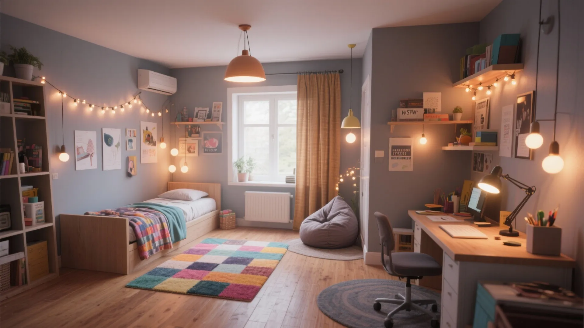 5. Flexible zones with rugs and lighting