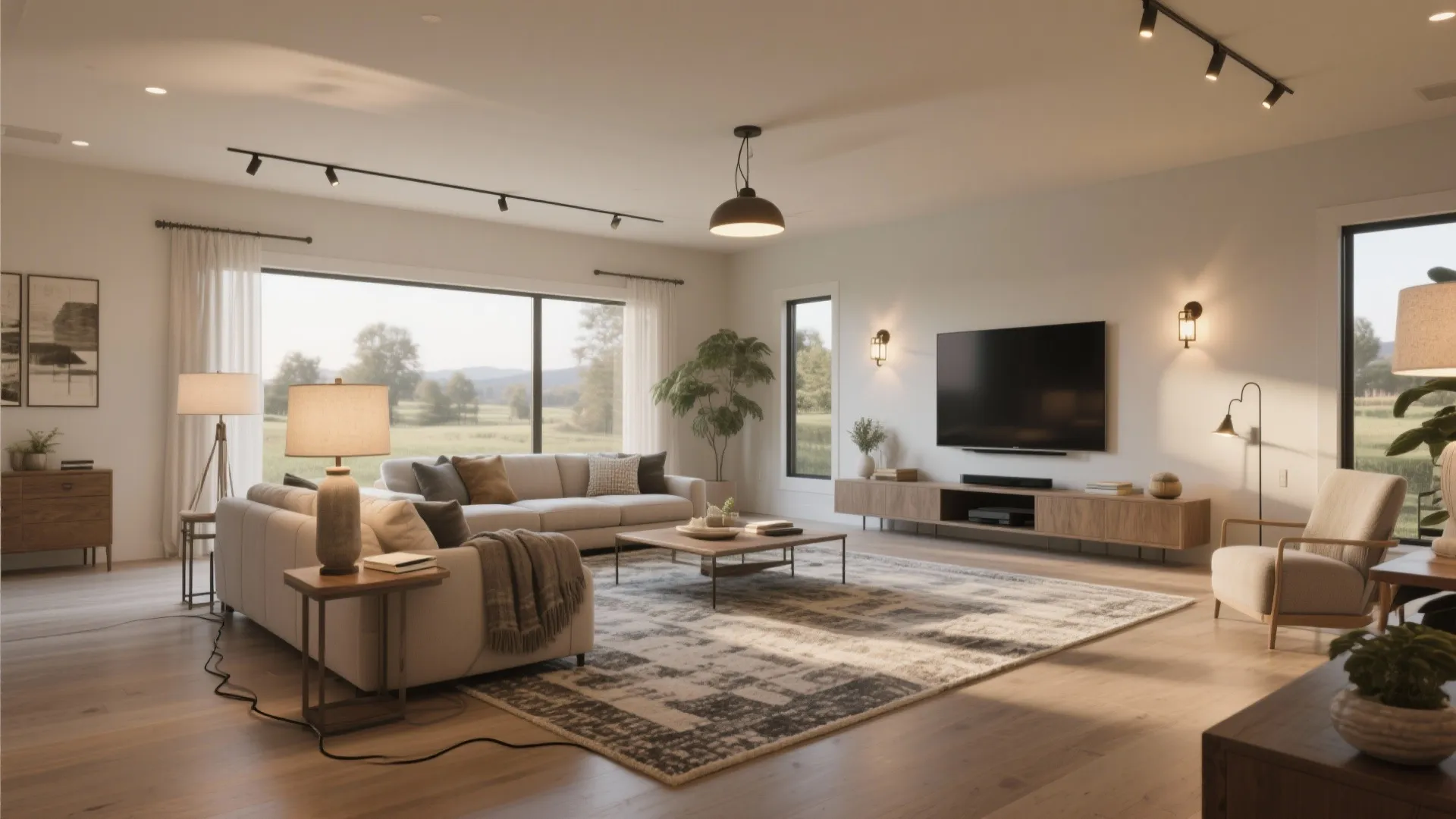 3. Define zones with rugs and lighting