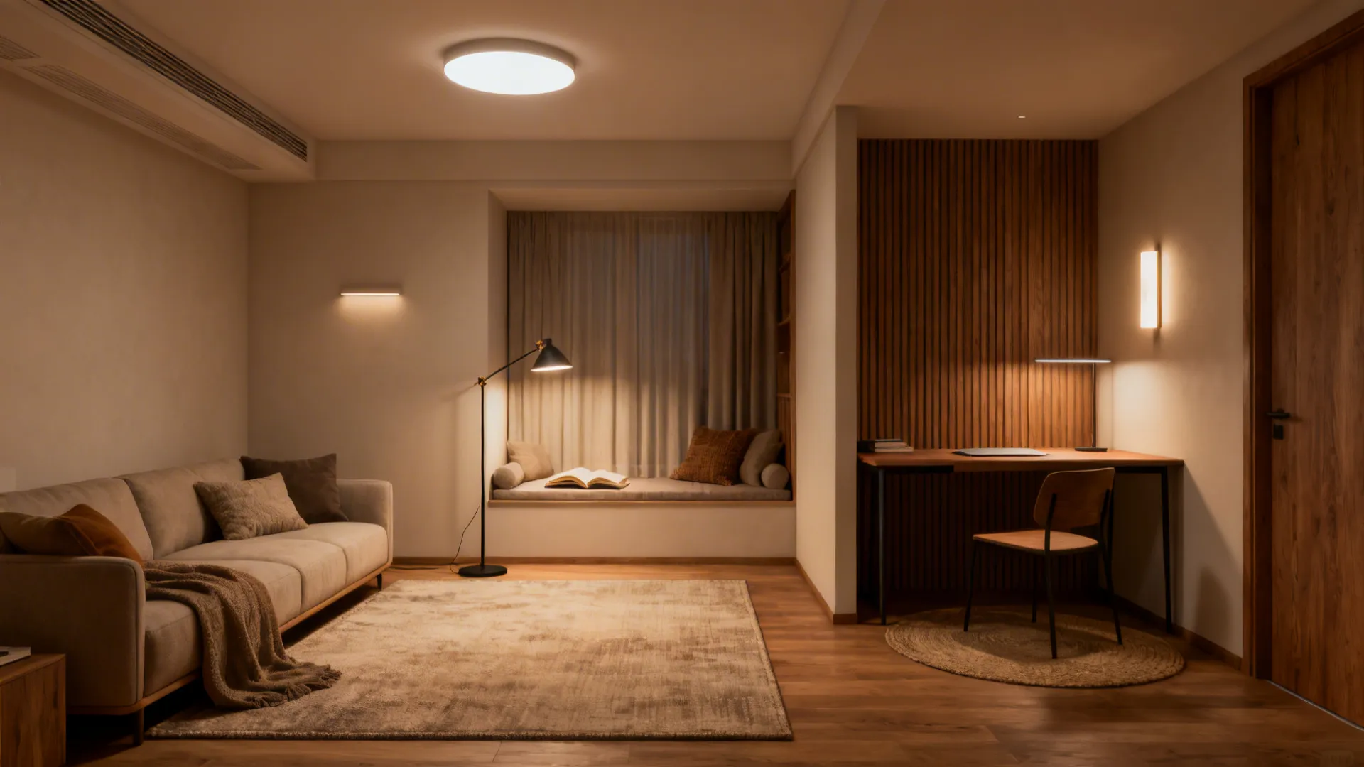 3. Define zones with rugs and lighting