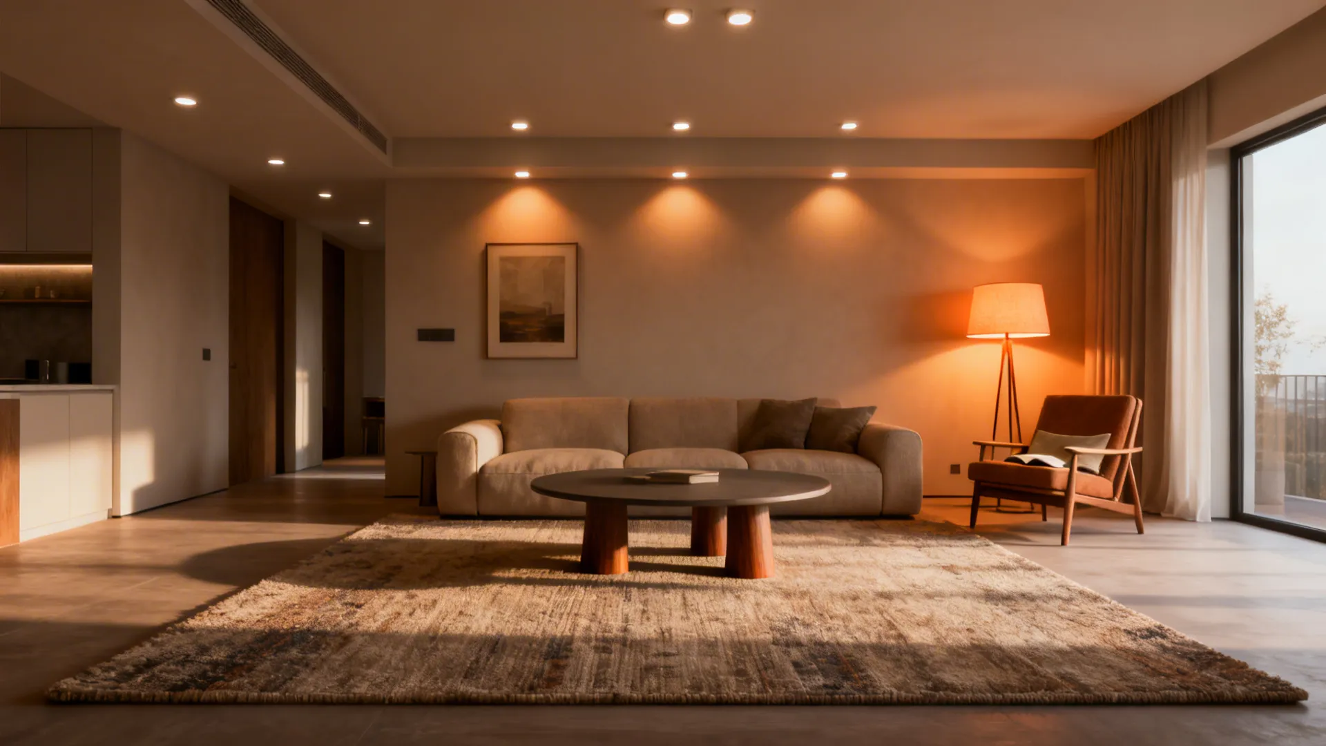 3. Define zones with rugs and lighting